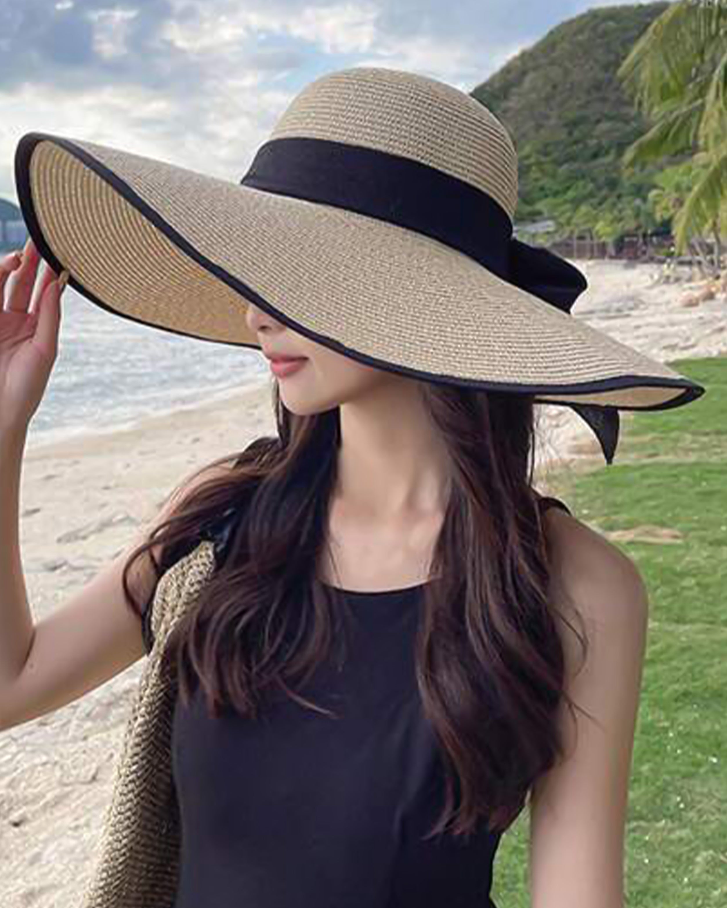 WIDE BREAM BEIGE SUN HAT
