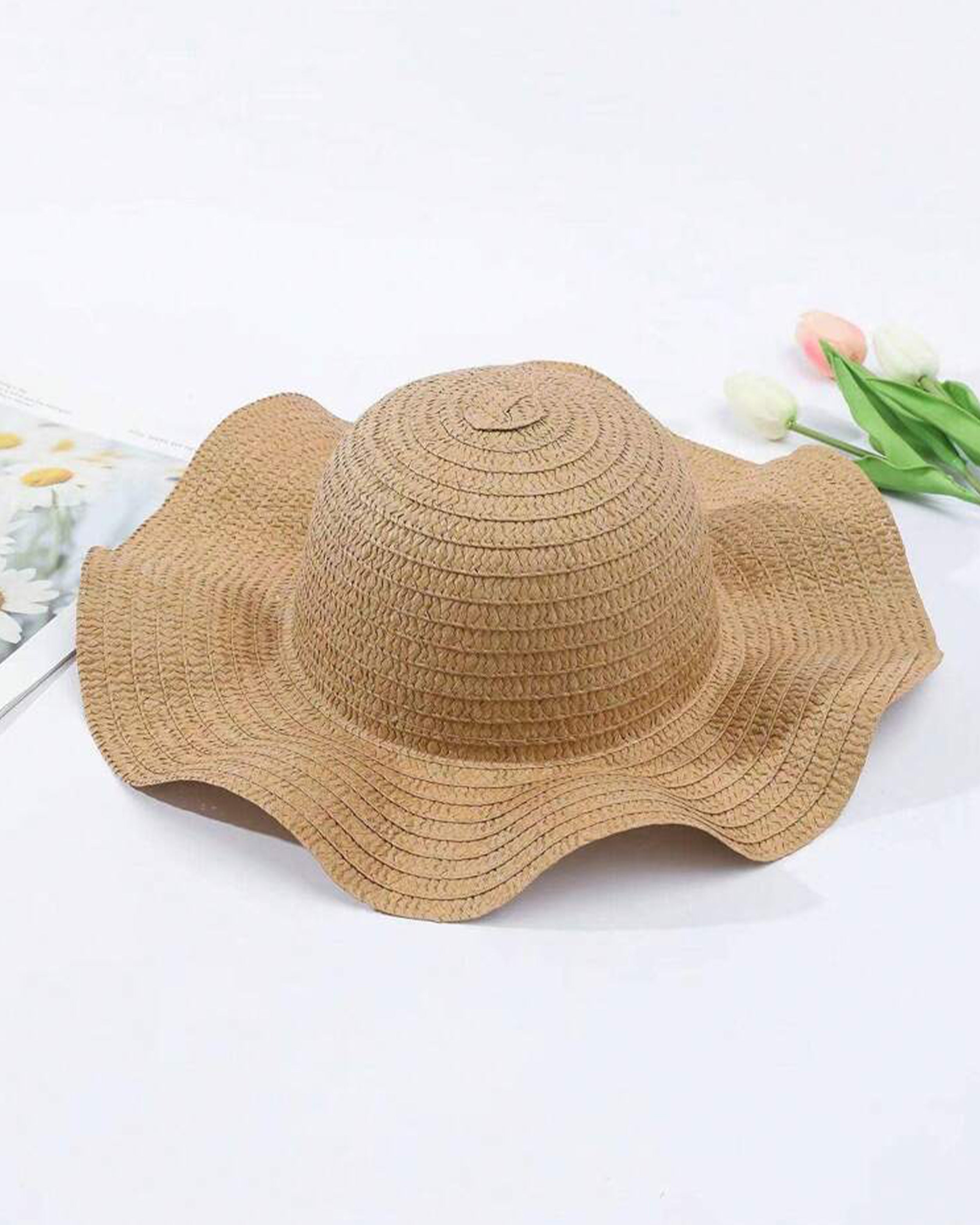 HAND-WOVEN STRAW KHAKI HAT