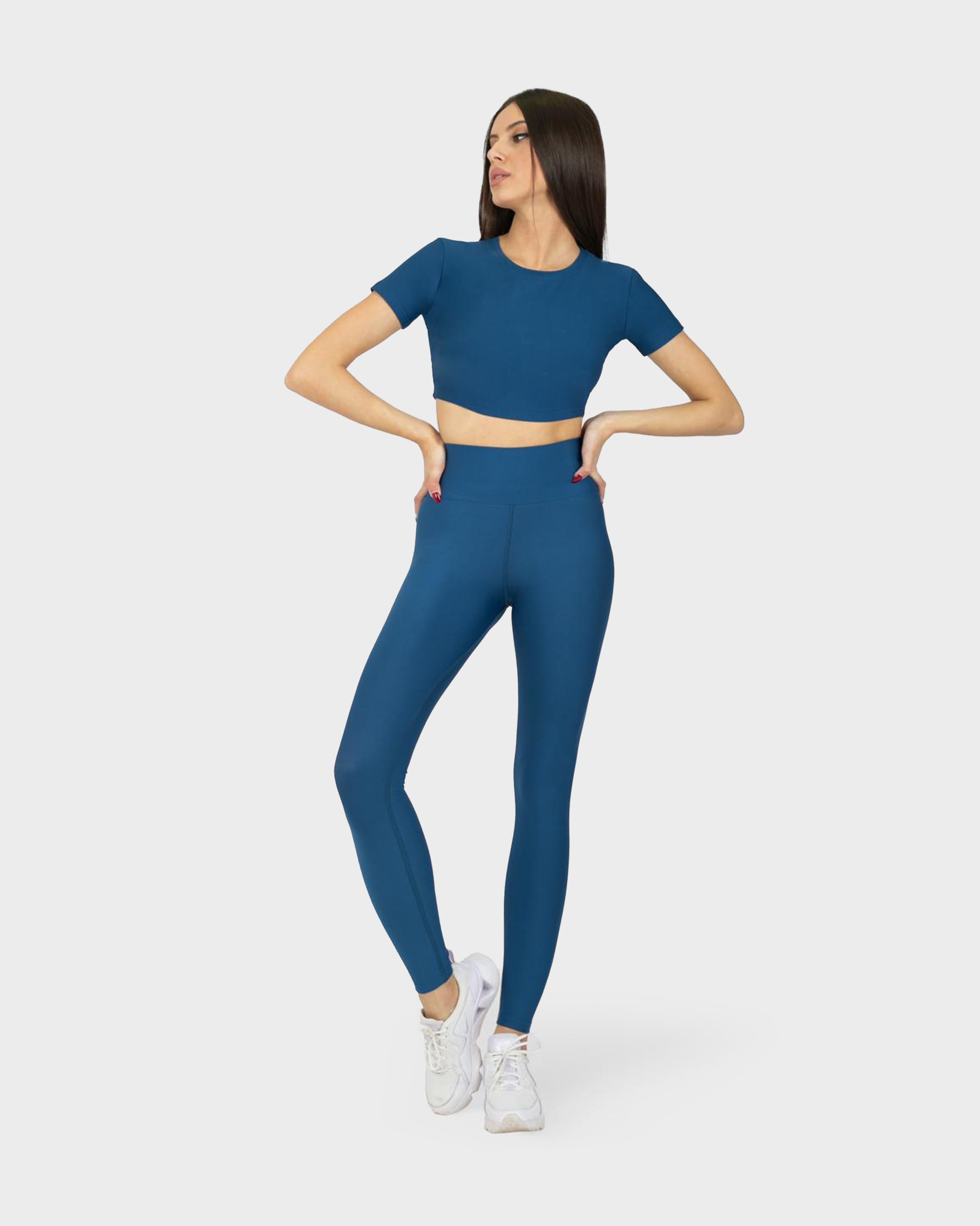 SPORTS SHORT SLEEVE CROP TOP PETROL