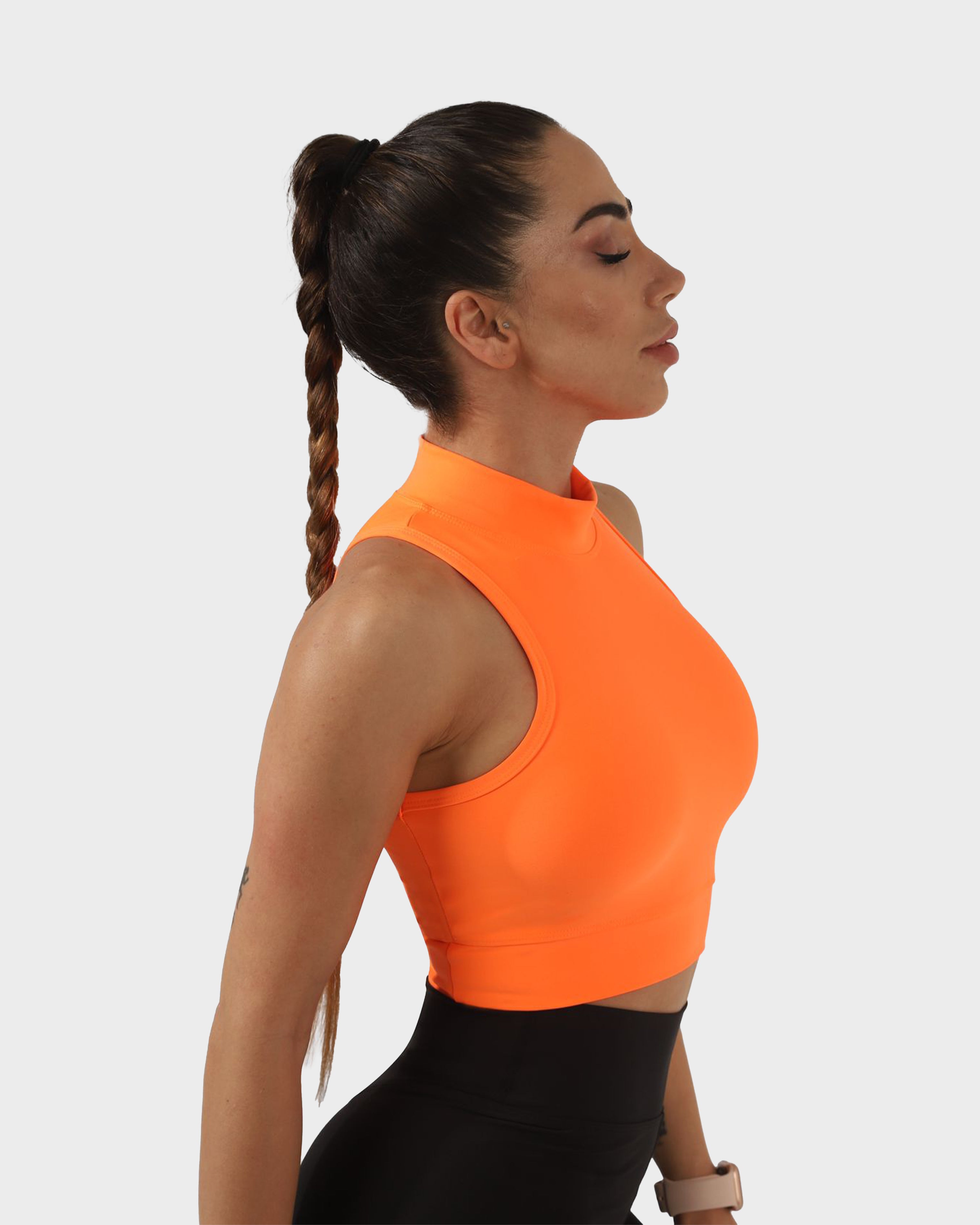 HIGH NECK SPORTS BRA ORANGE
