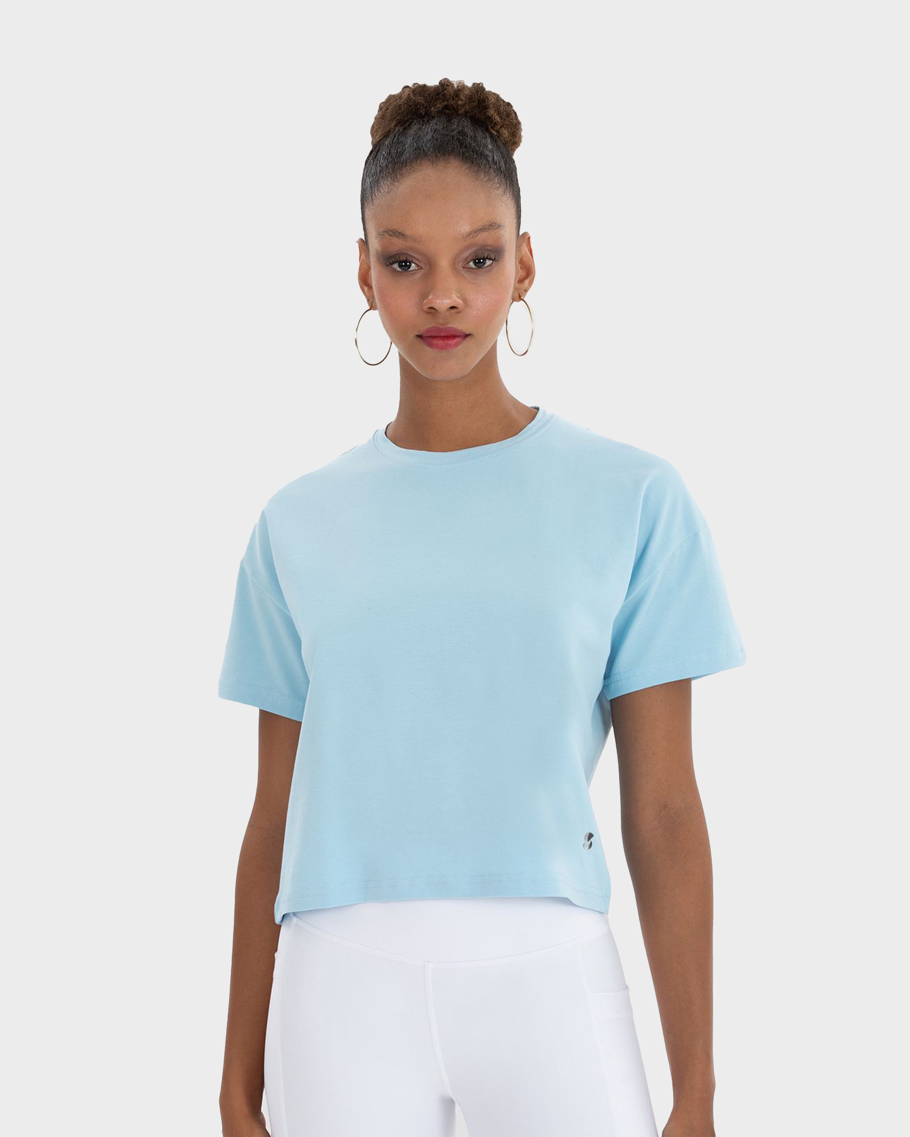 LILY WOMEN’S OVERSIZE CROP T-SHIRT BLUE