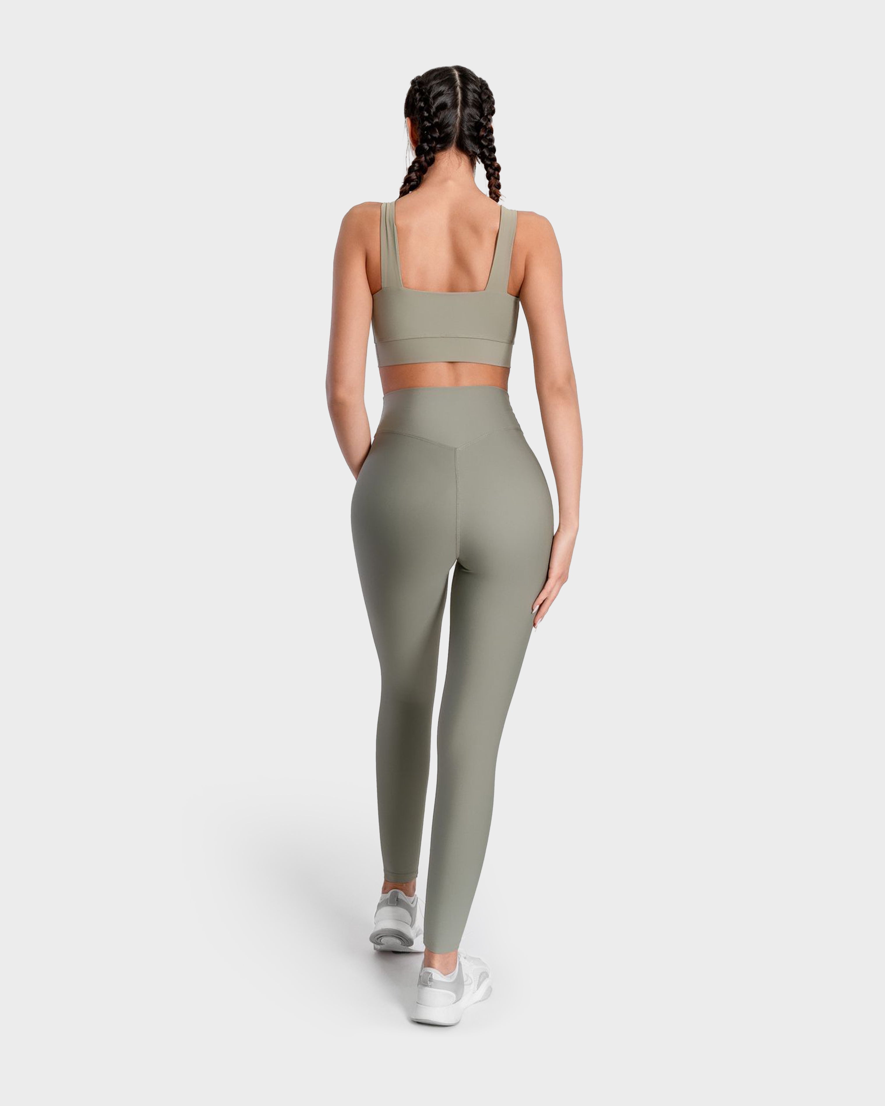V BELT DETAIL SPORTS LEGGING GREEN