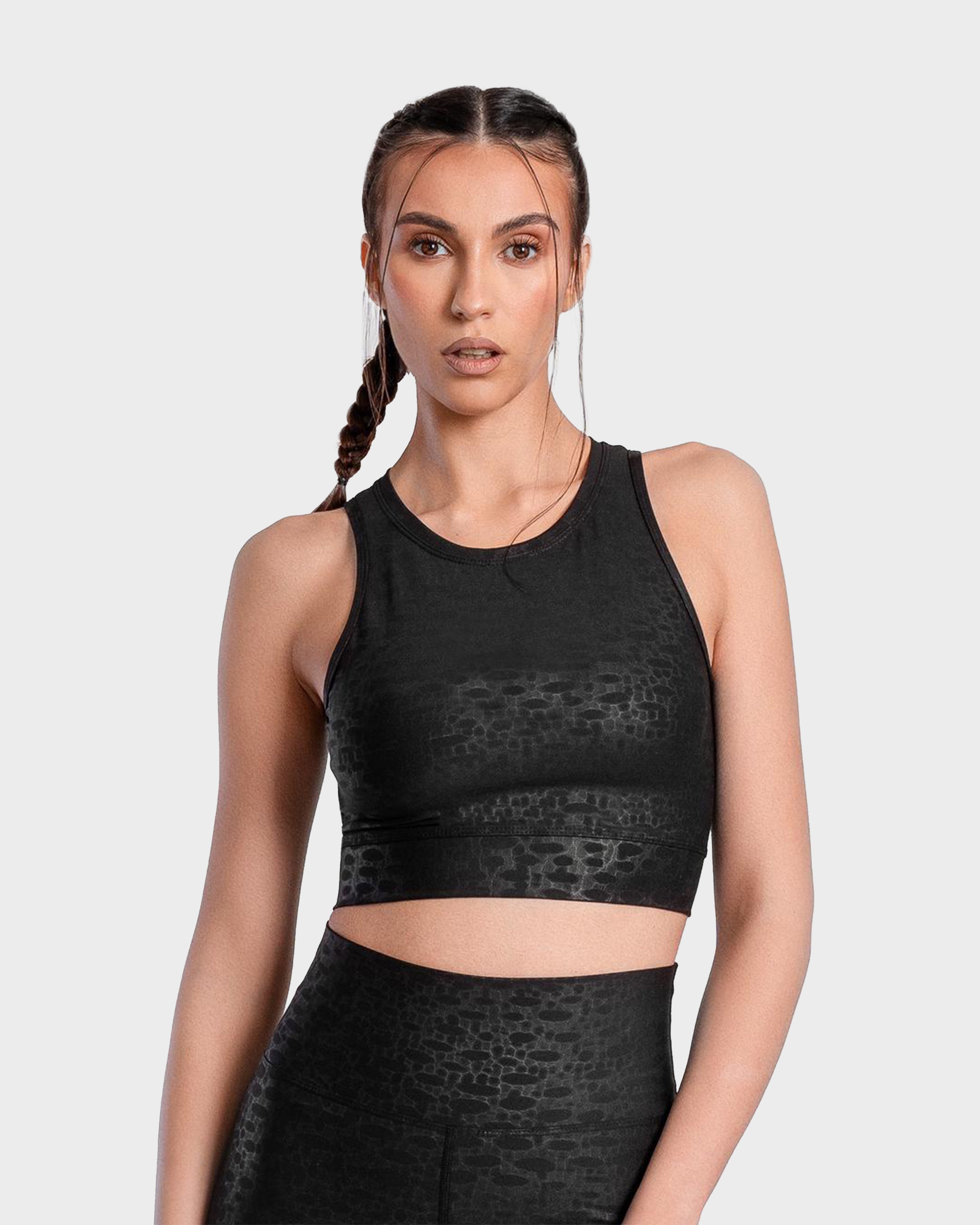 ROISE RAIN PATTERNED SPORTS BRA BLACK