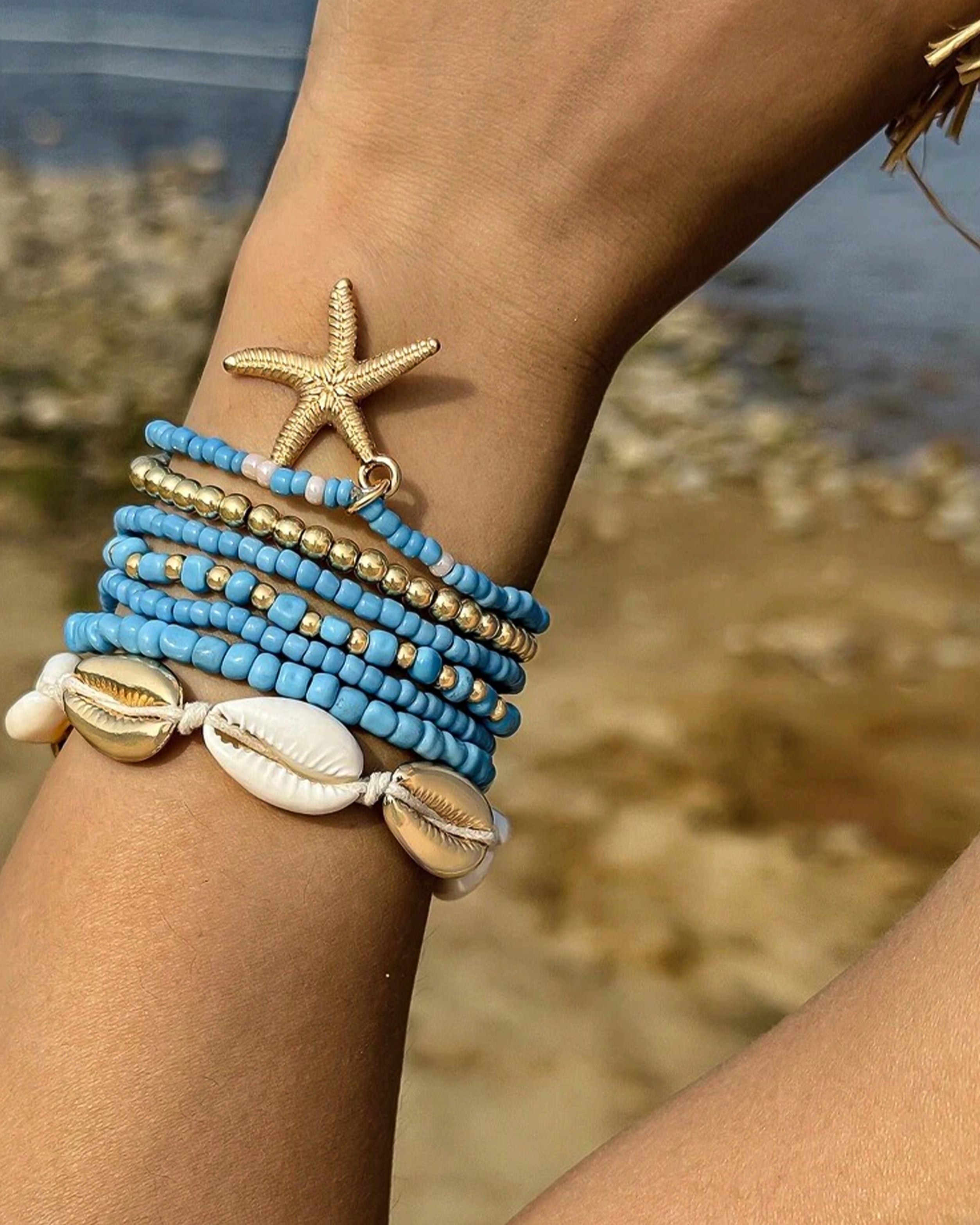 7Pcs BLUE STARFISH PENDANT