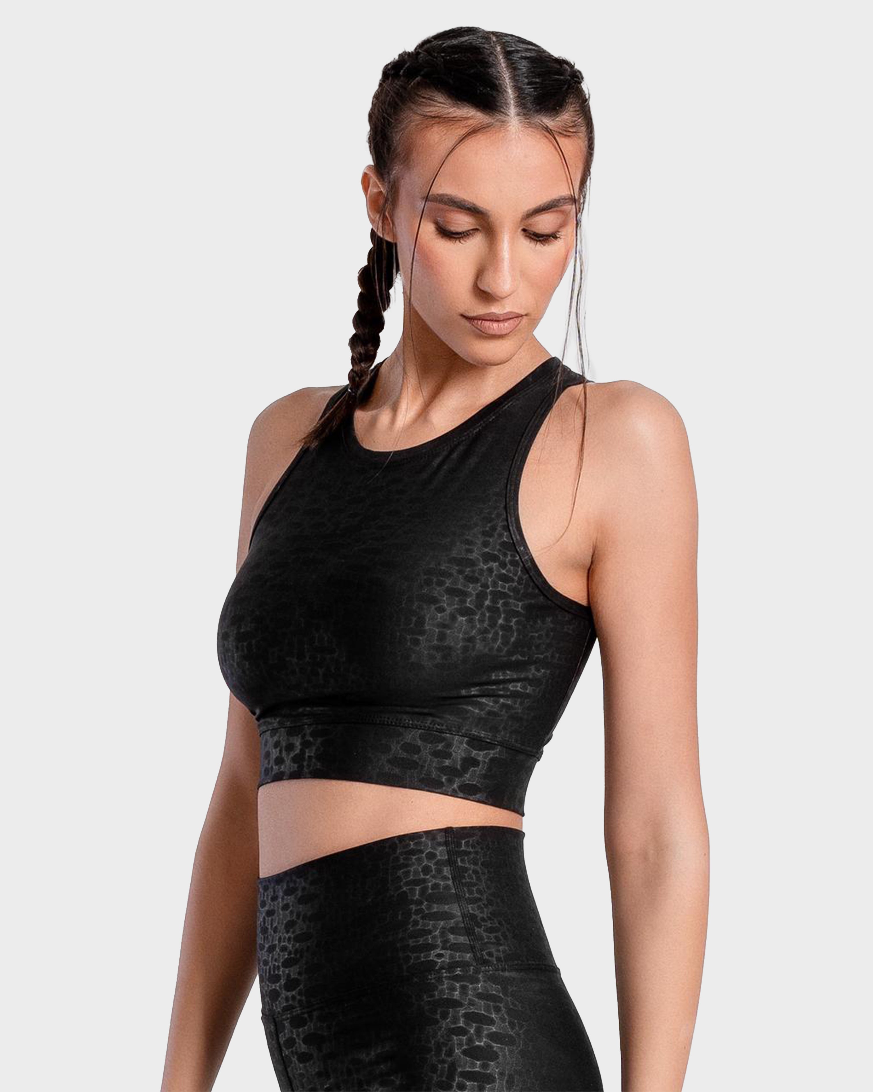 ROISE RAIN PATTERNED SPORTS BRA BLACK