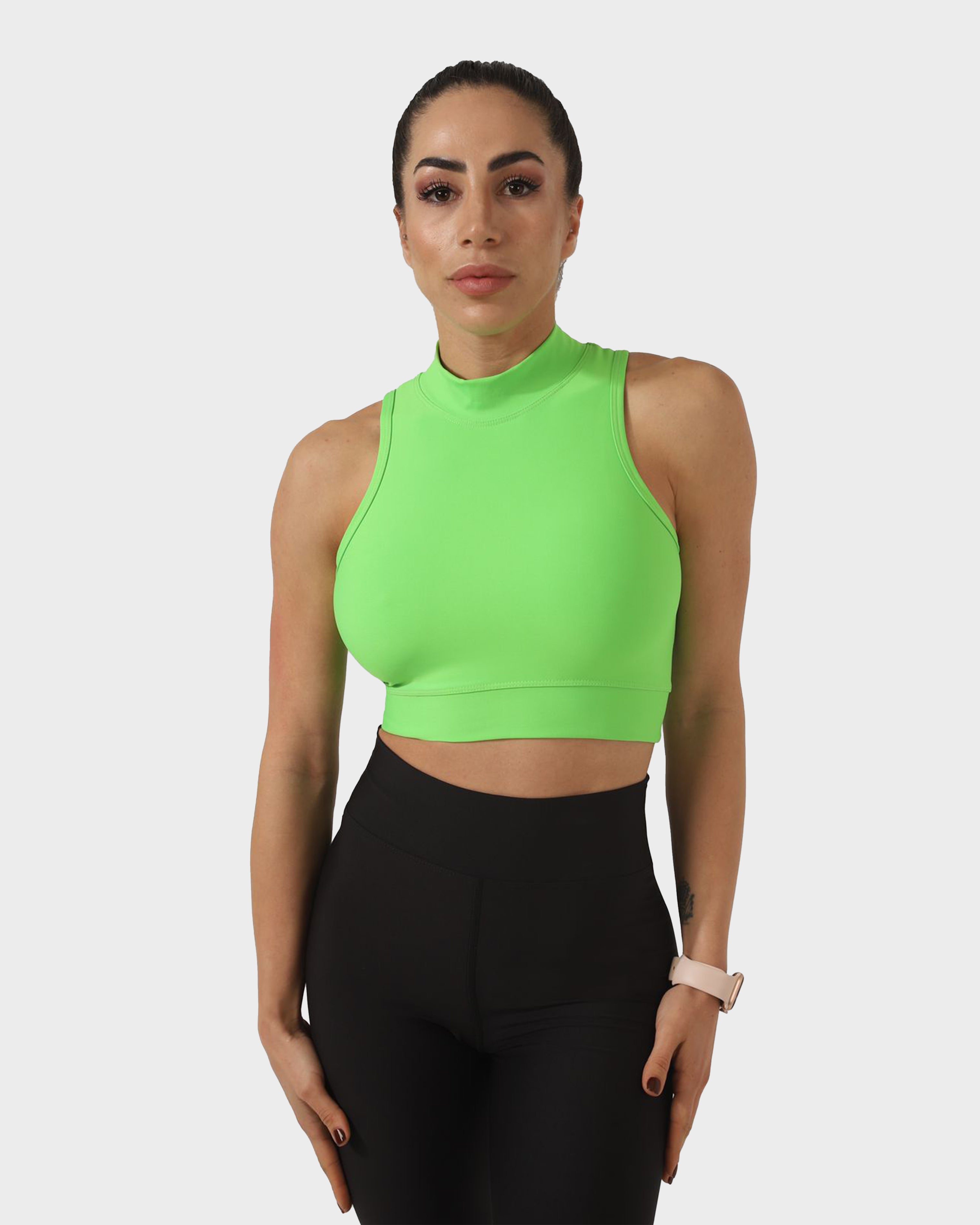 HIGH NECK SPORTS BRA GREEN