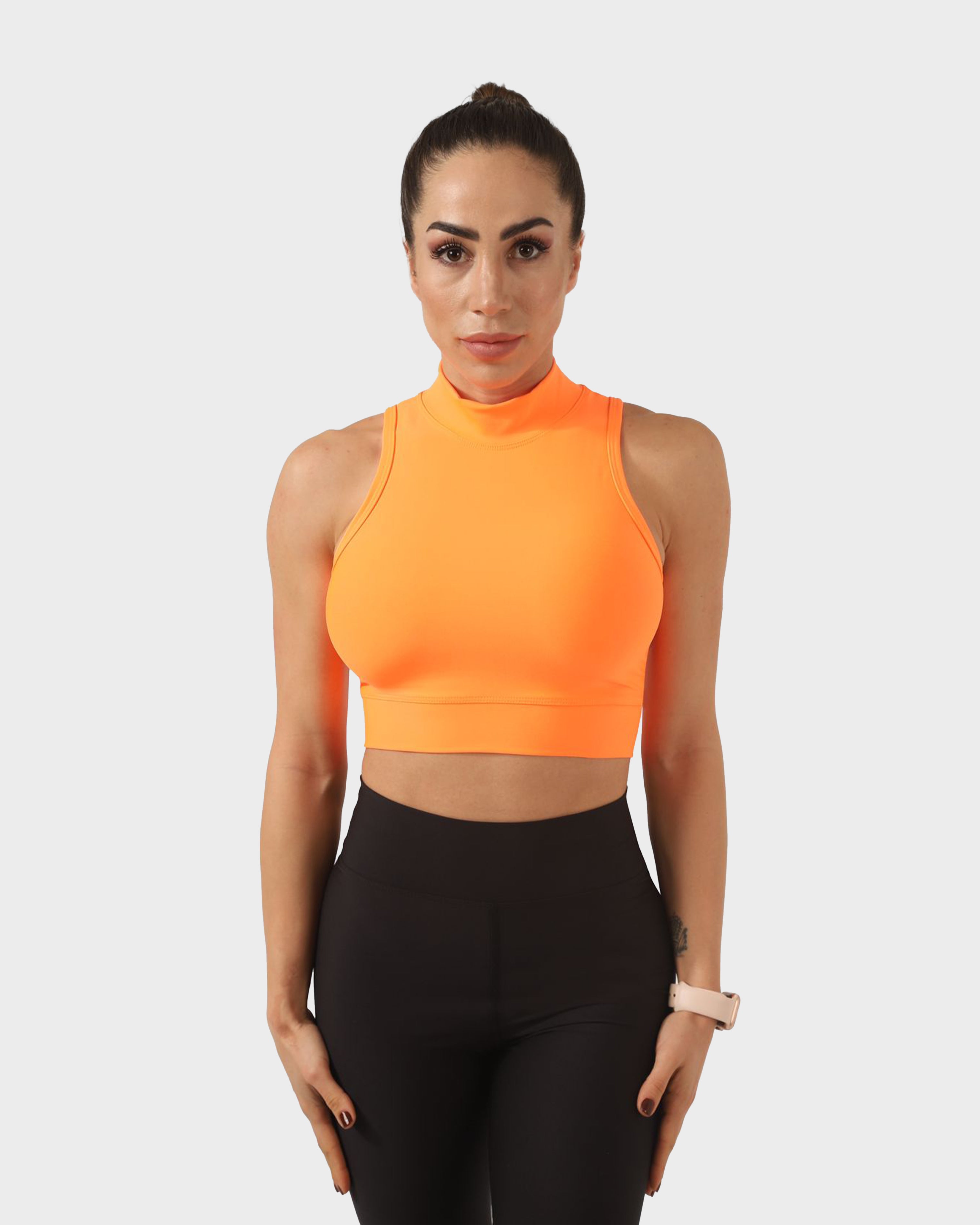 HIGH NECK SPORTS BRA ORANGE