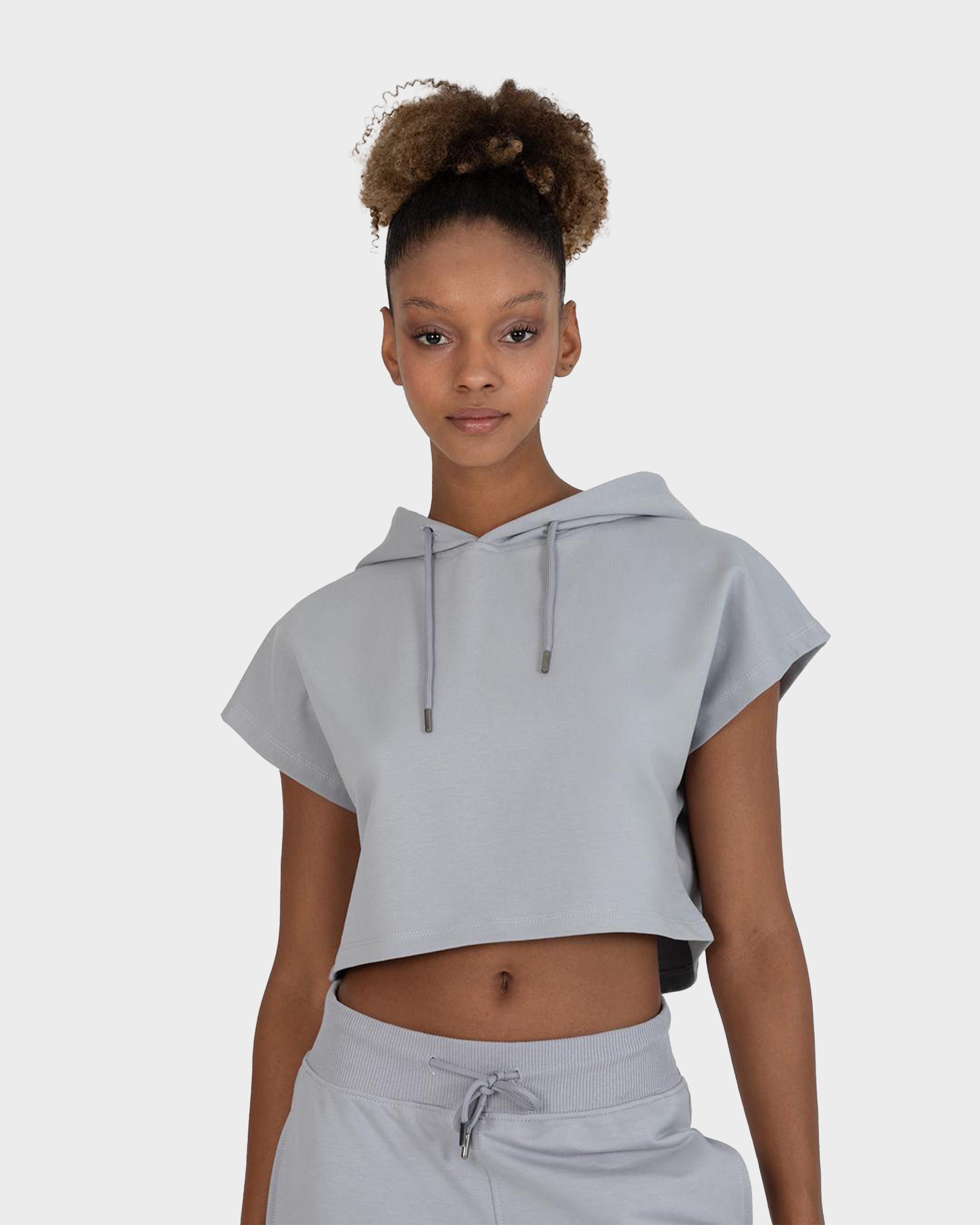 ALICE SLEVELES CROP HOODIE GREY