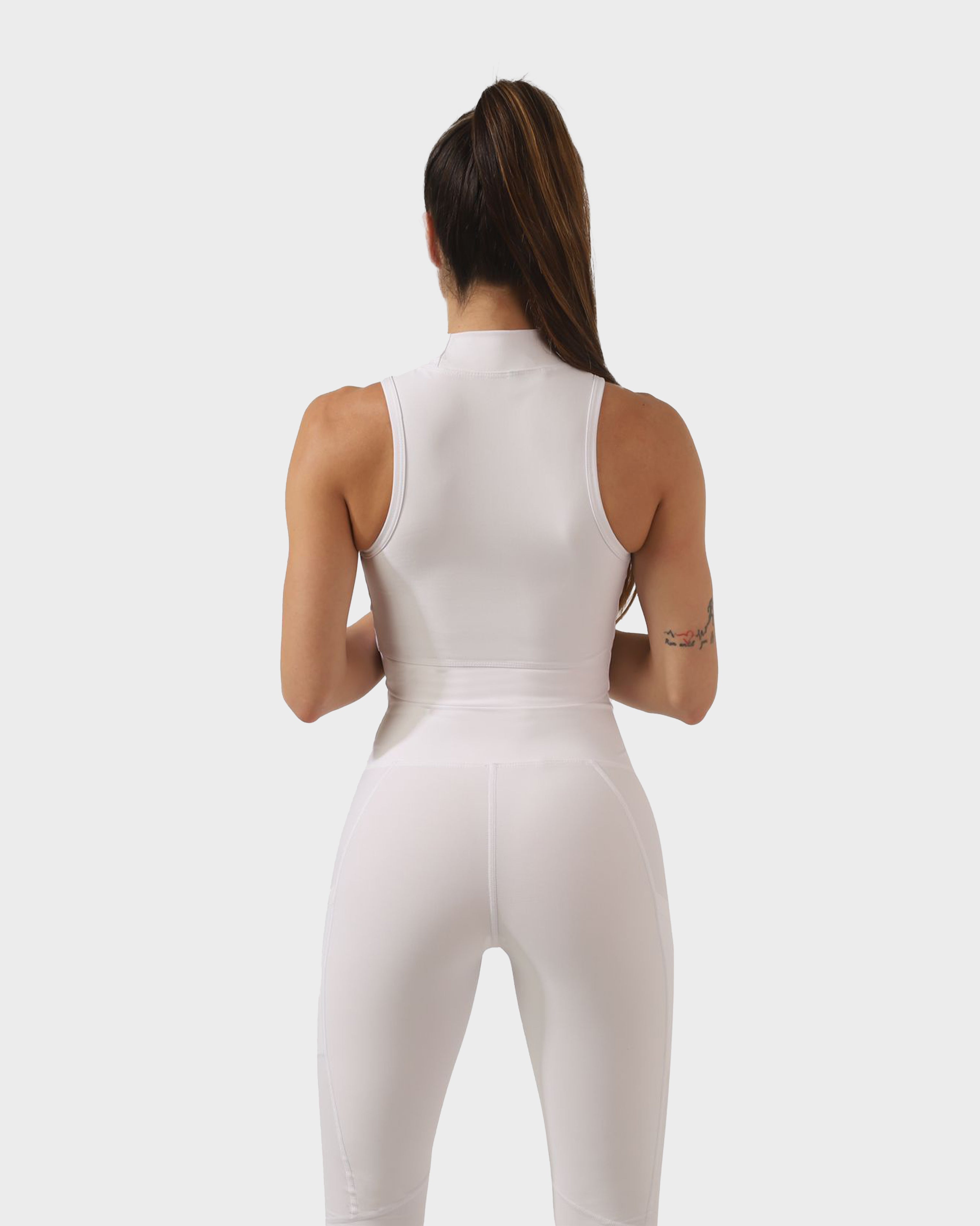 HIGH NECK SPORTS BRA WHITE