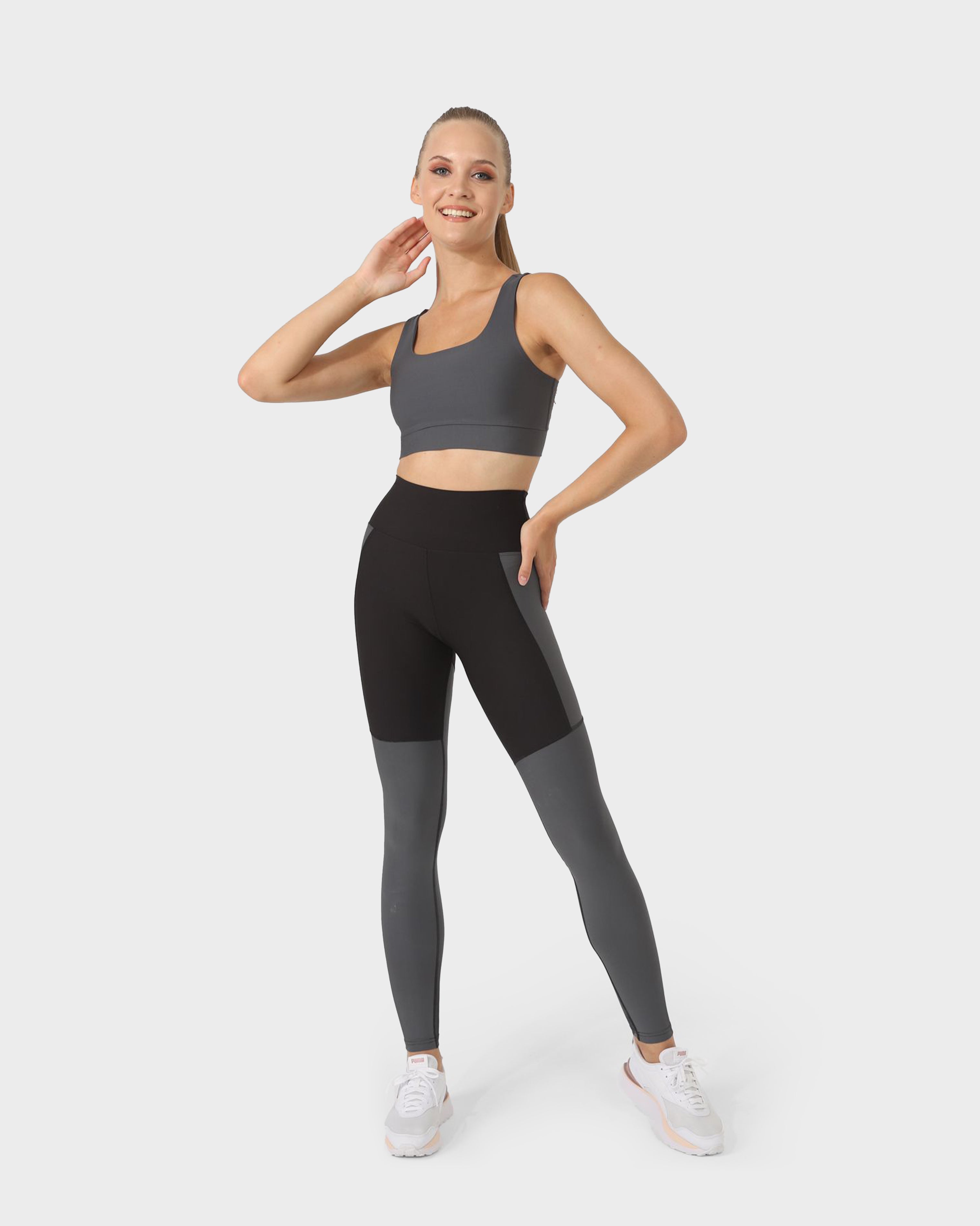 SQUARE NECK SPORTS BRA D.GREY