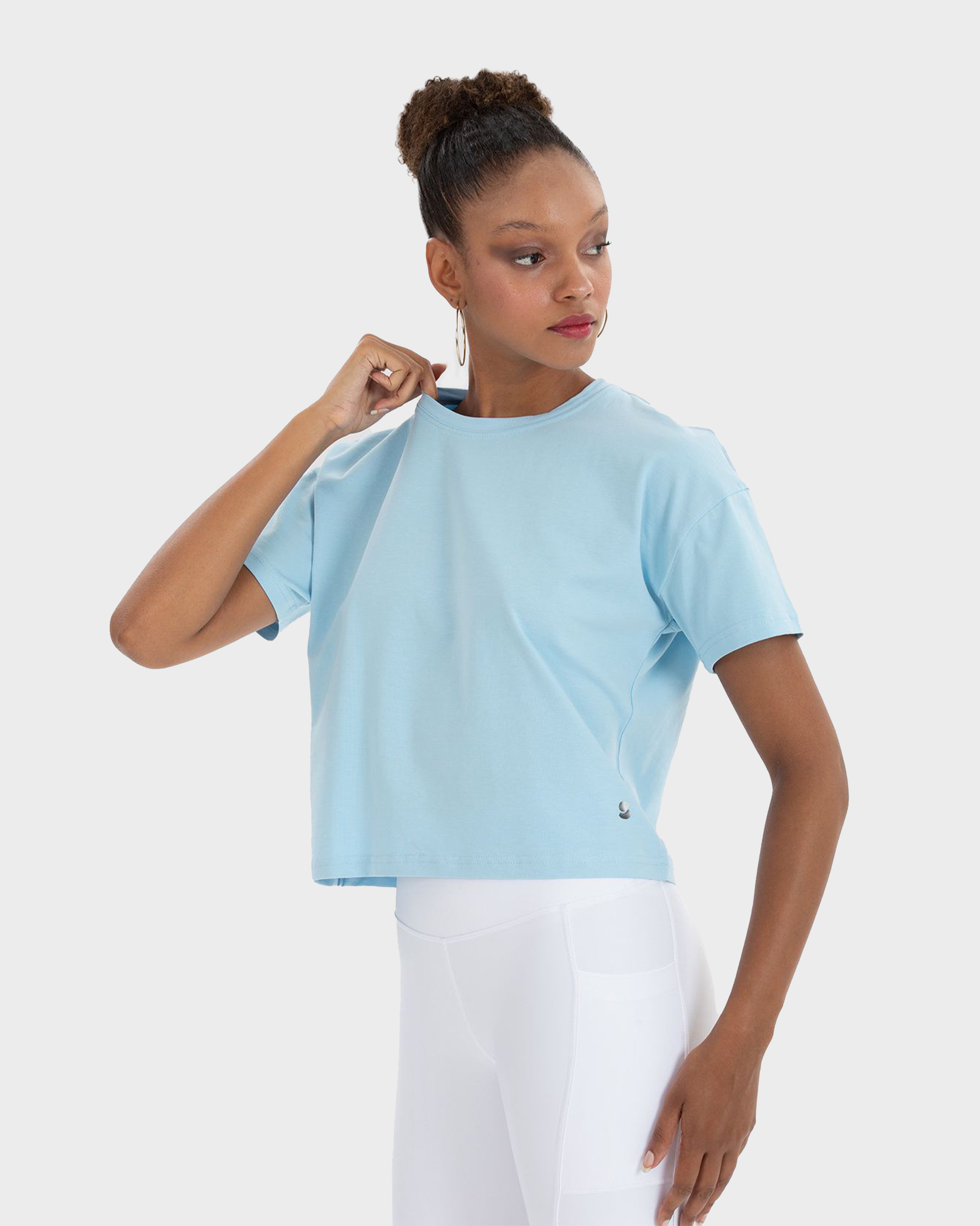 LILY WOMEN’S OVERSIZE CROP T-SHIRT BLUE