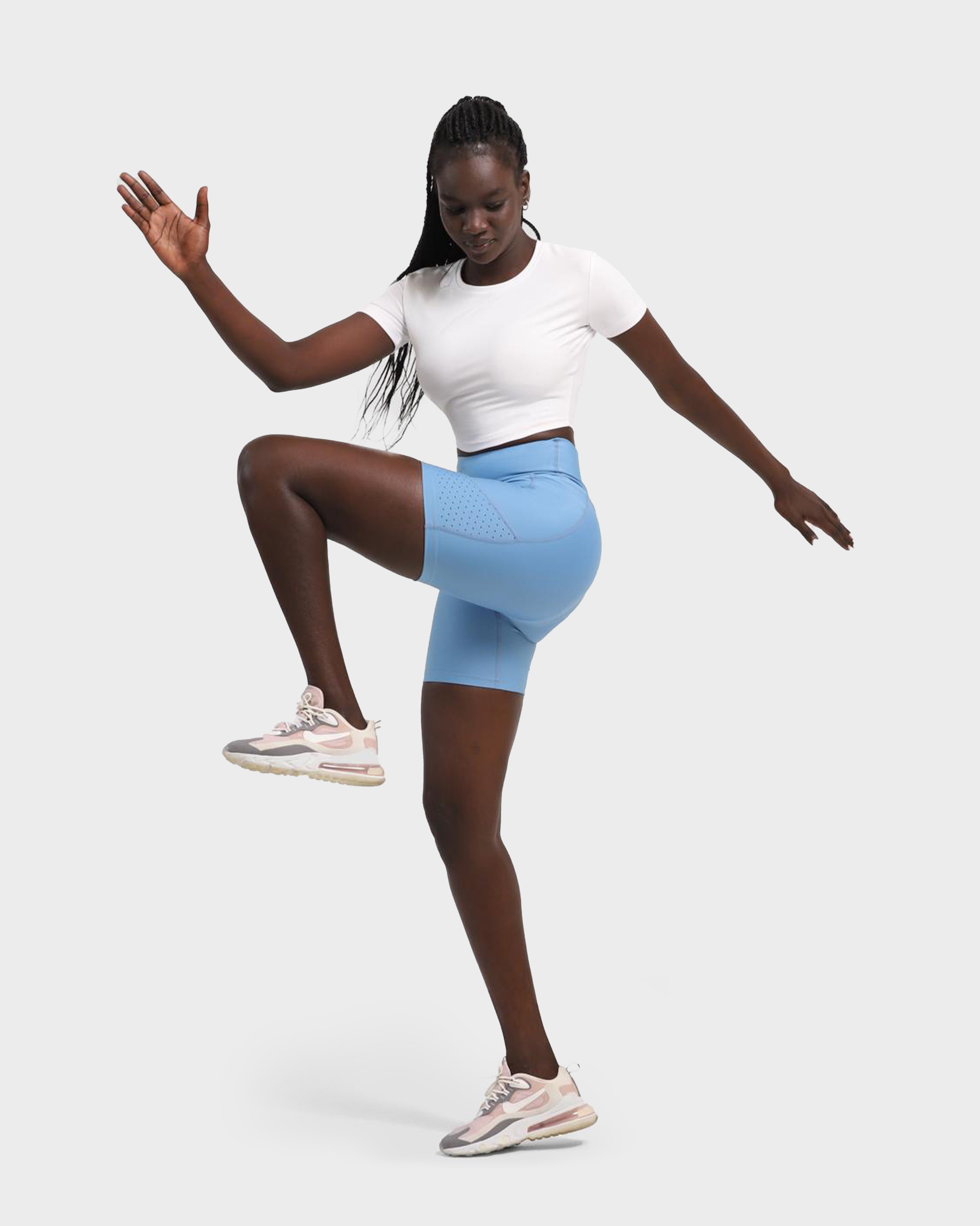 SPORTS SHORT SLEEVE CROP TOP WHITE