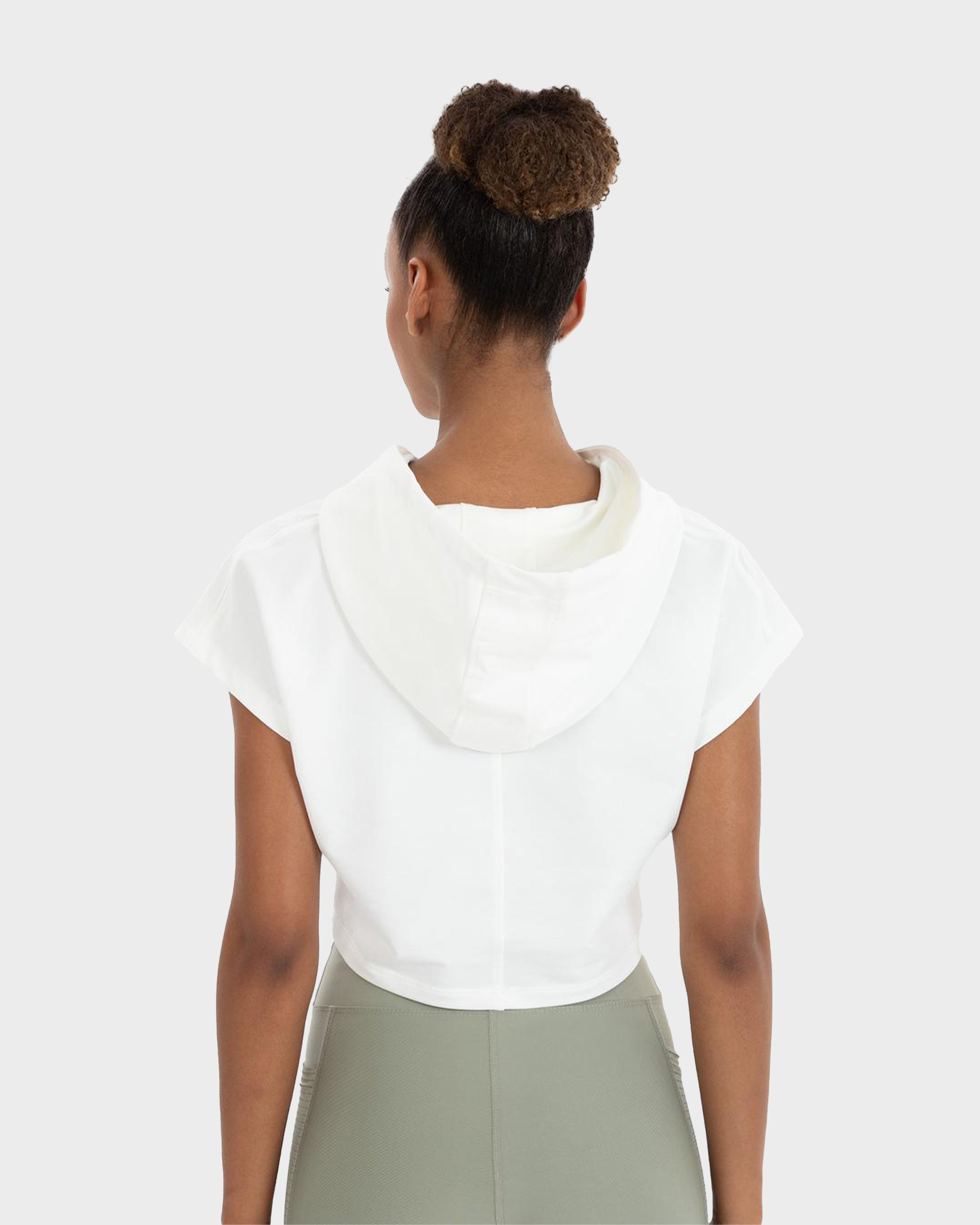 ALICE SLEEVELES CROP HOODIE ECRU