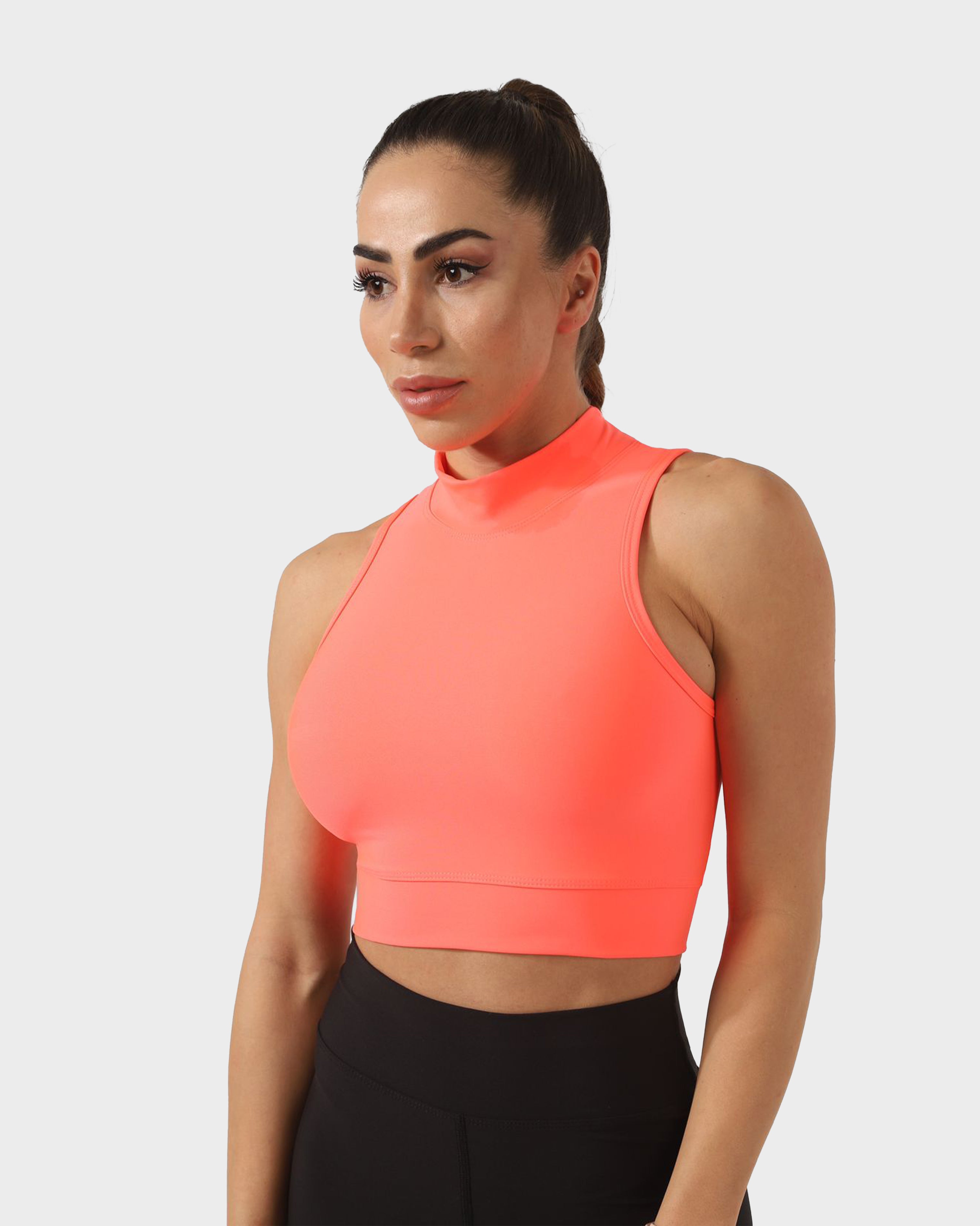 HIGH NECK SPORTS BRA NEON PINK