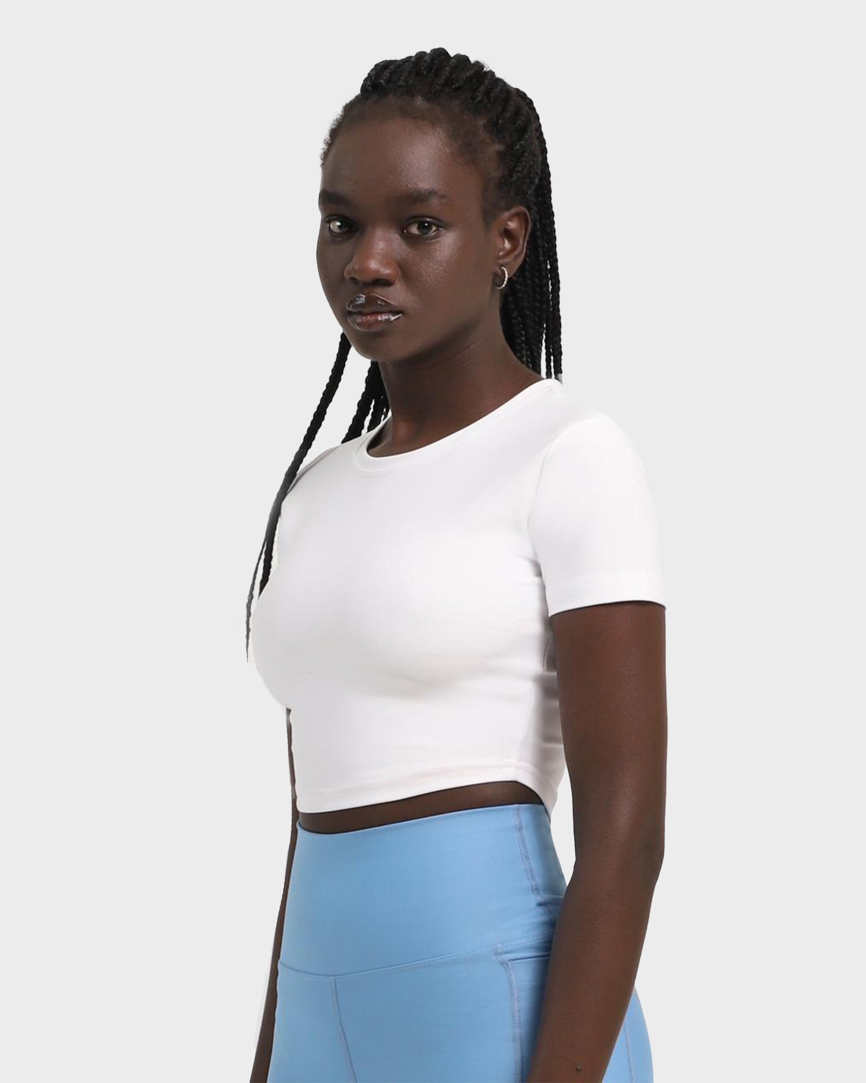 SPORTS SHORT SLEEVE CROP TOP WHITE