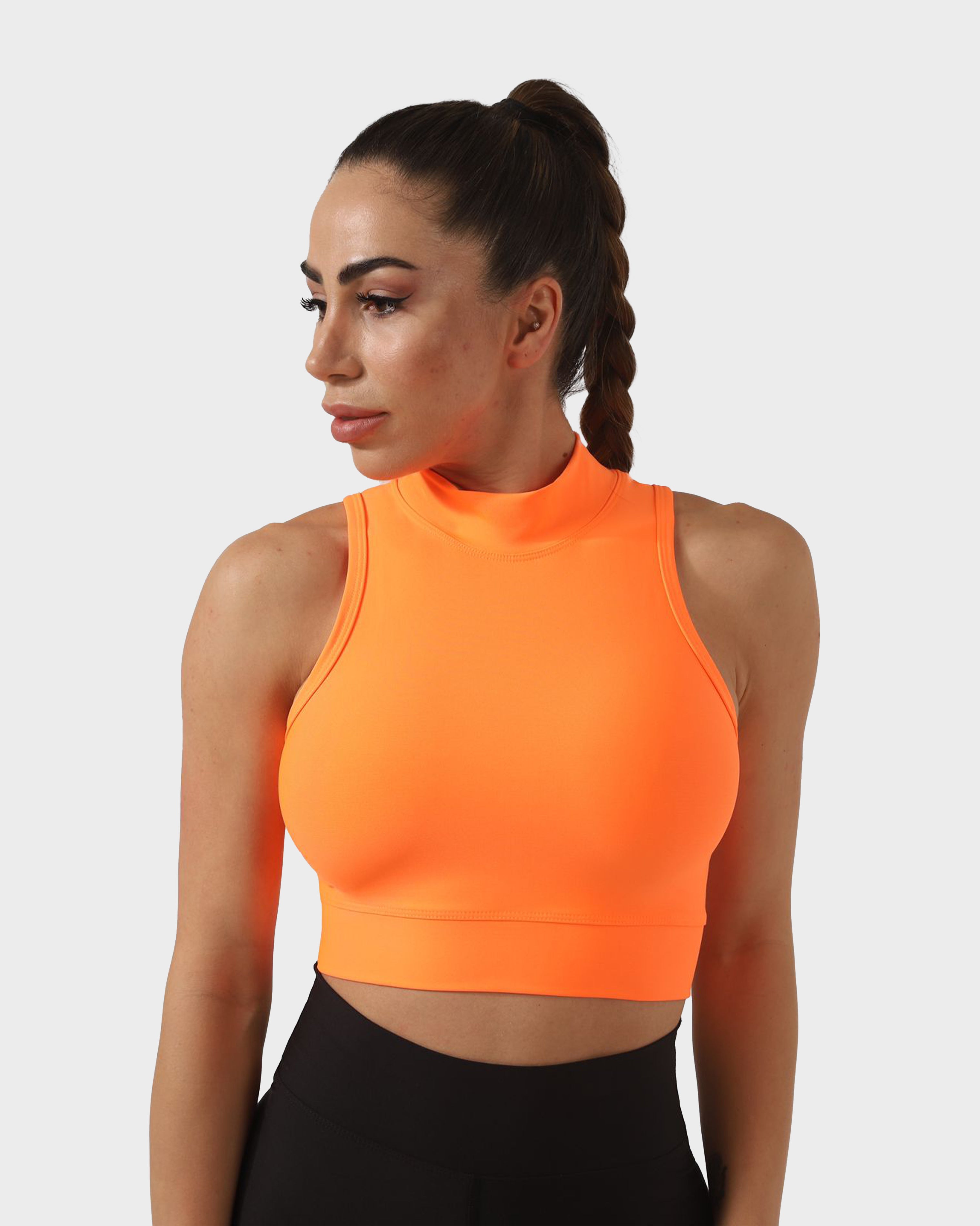 HIGH NECK SPORTS BRA ORANGE