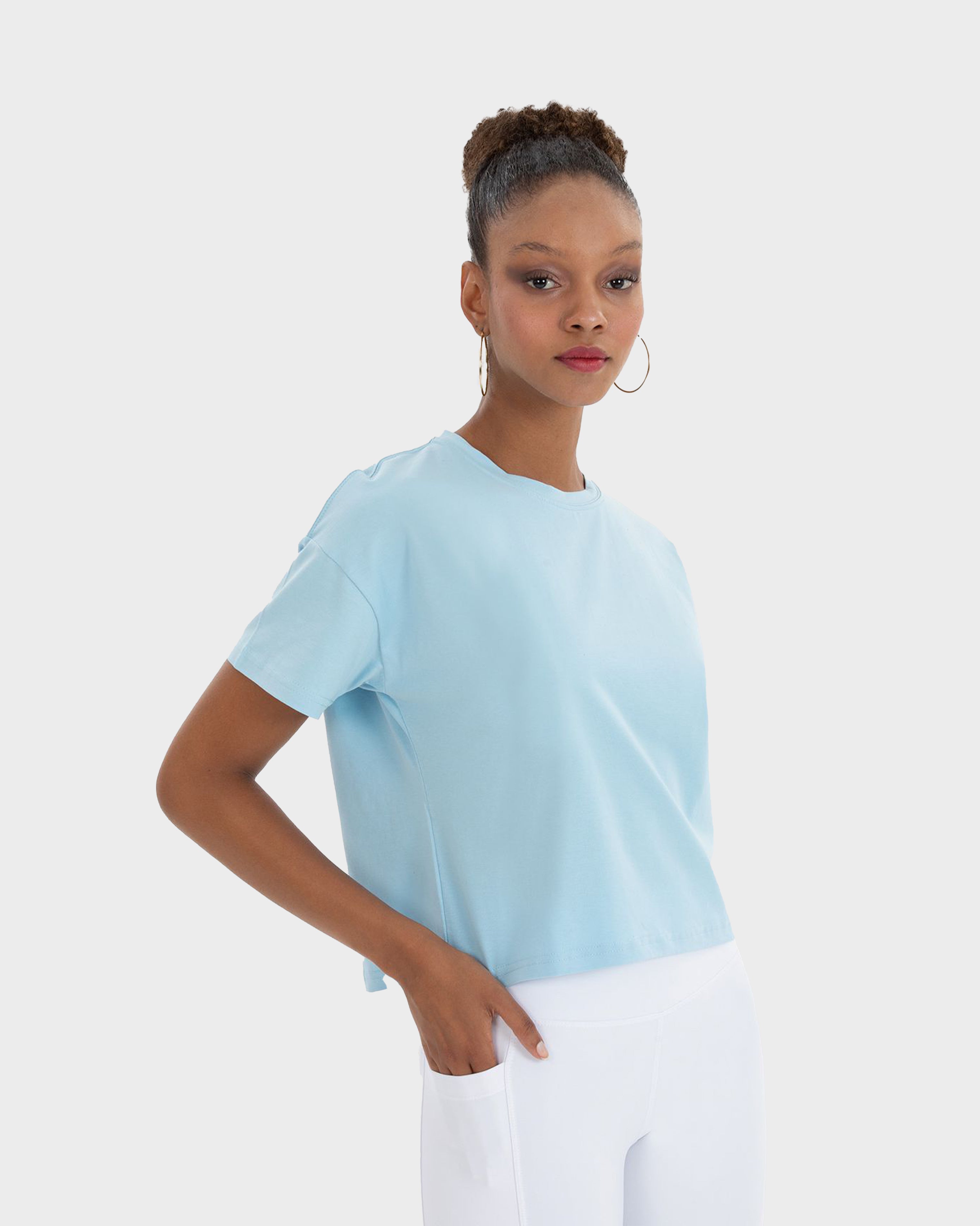 LILY WOMEN’S OVERSIZE CROP T-SHIRT BLUE