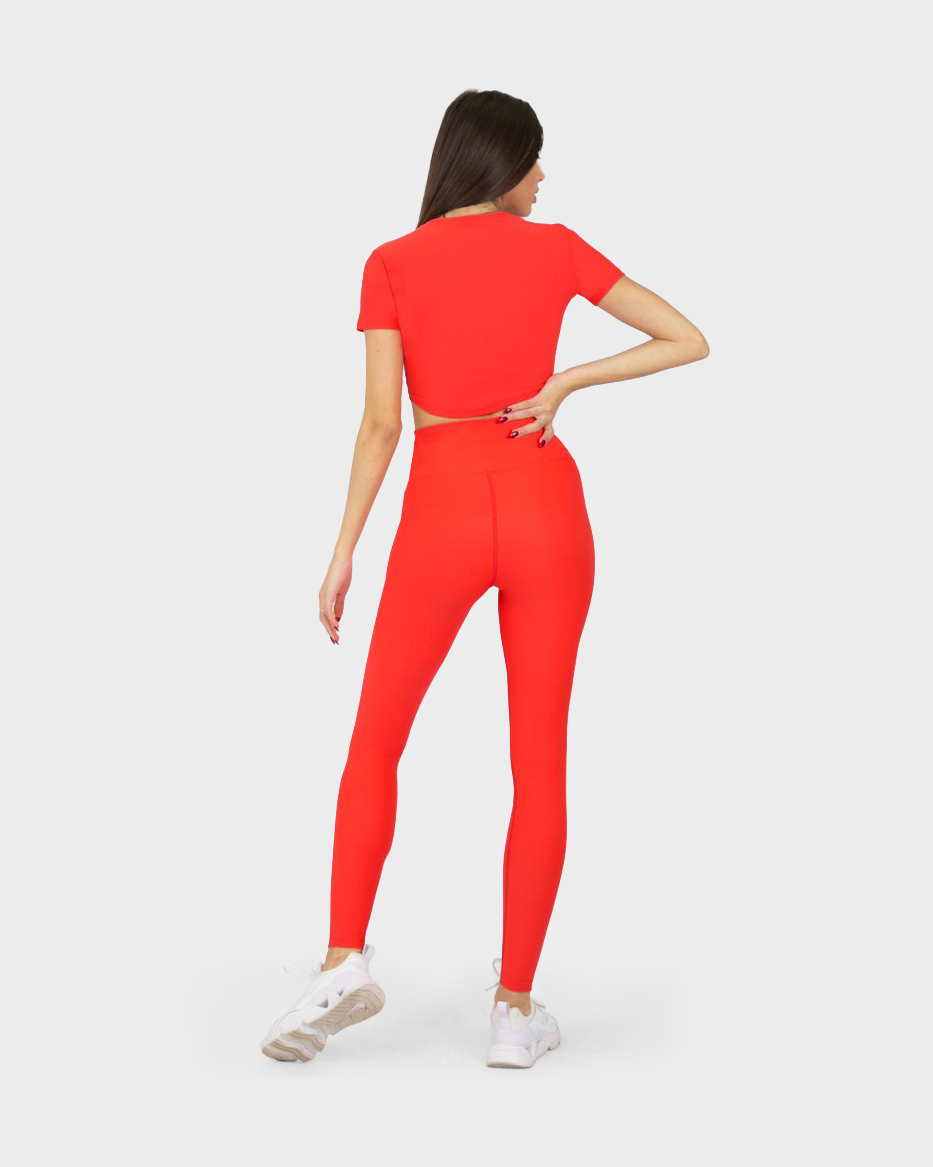 SPORTS SHORT SLEEVE CROP TOP VERMILION