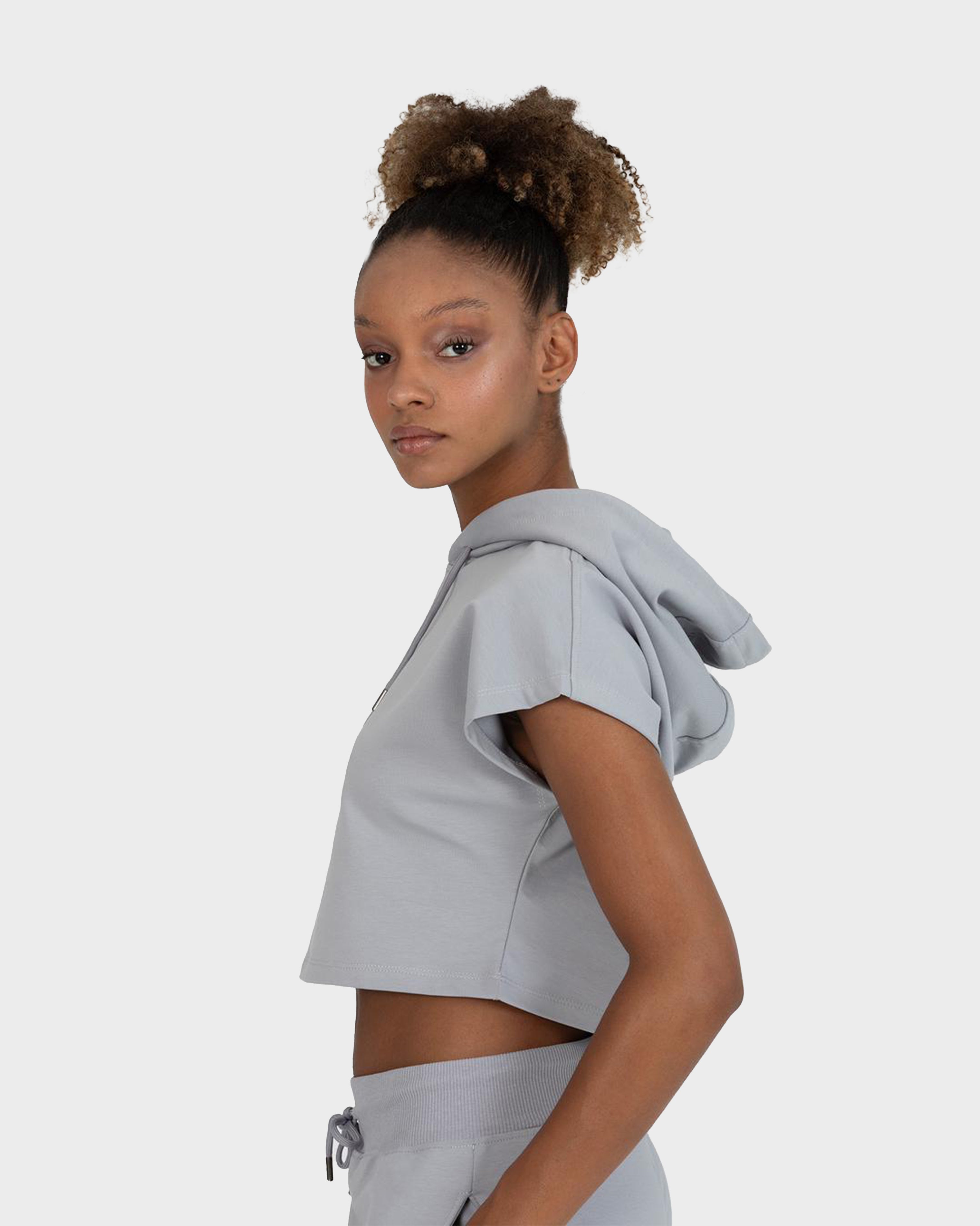 ALICE SLEVELES CROP HOODIE GREY