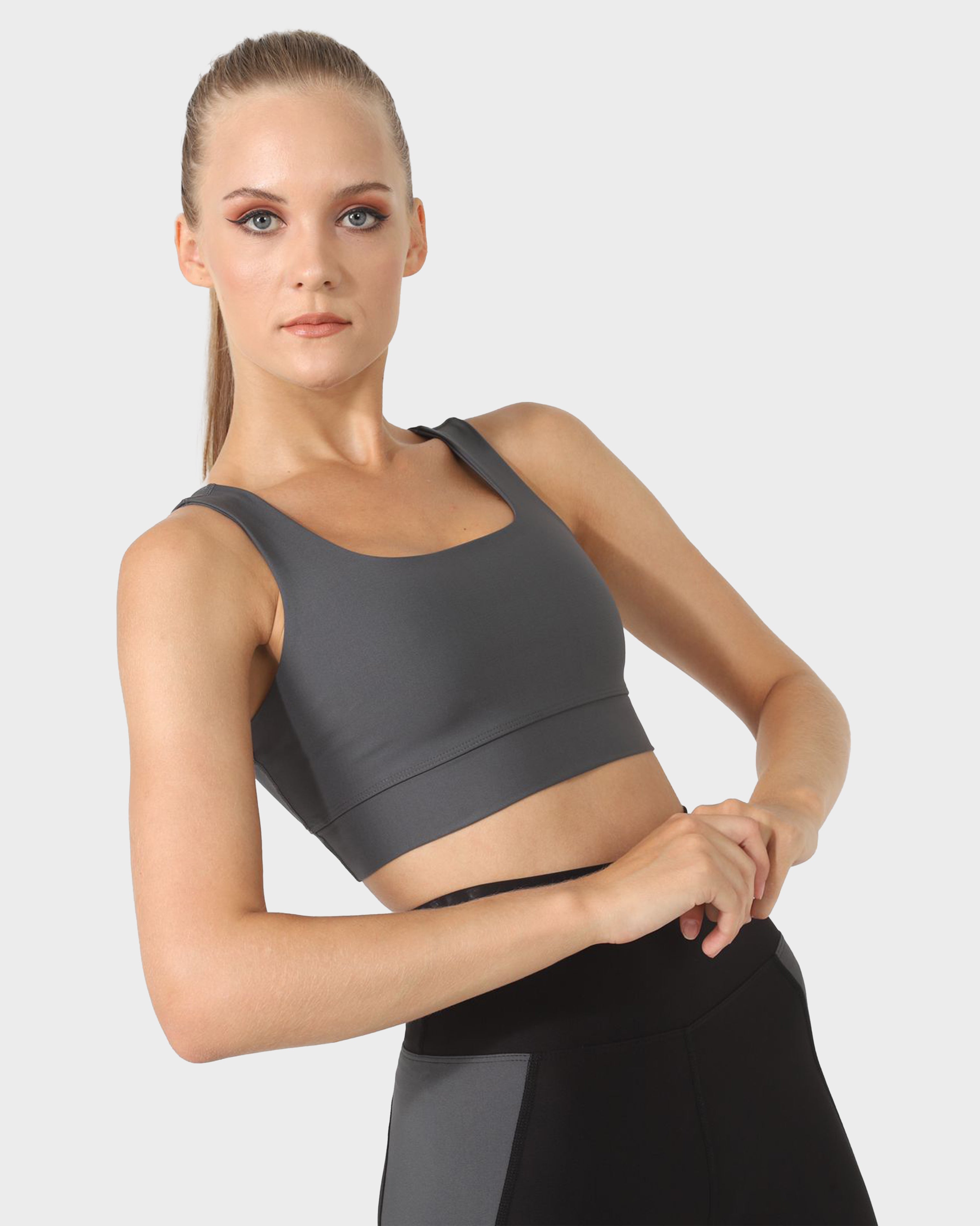 SQUARE NECK SPORTS BRA D.GREY