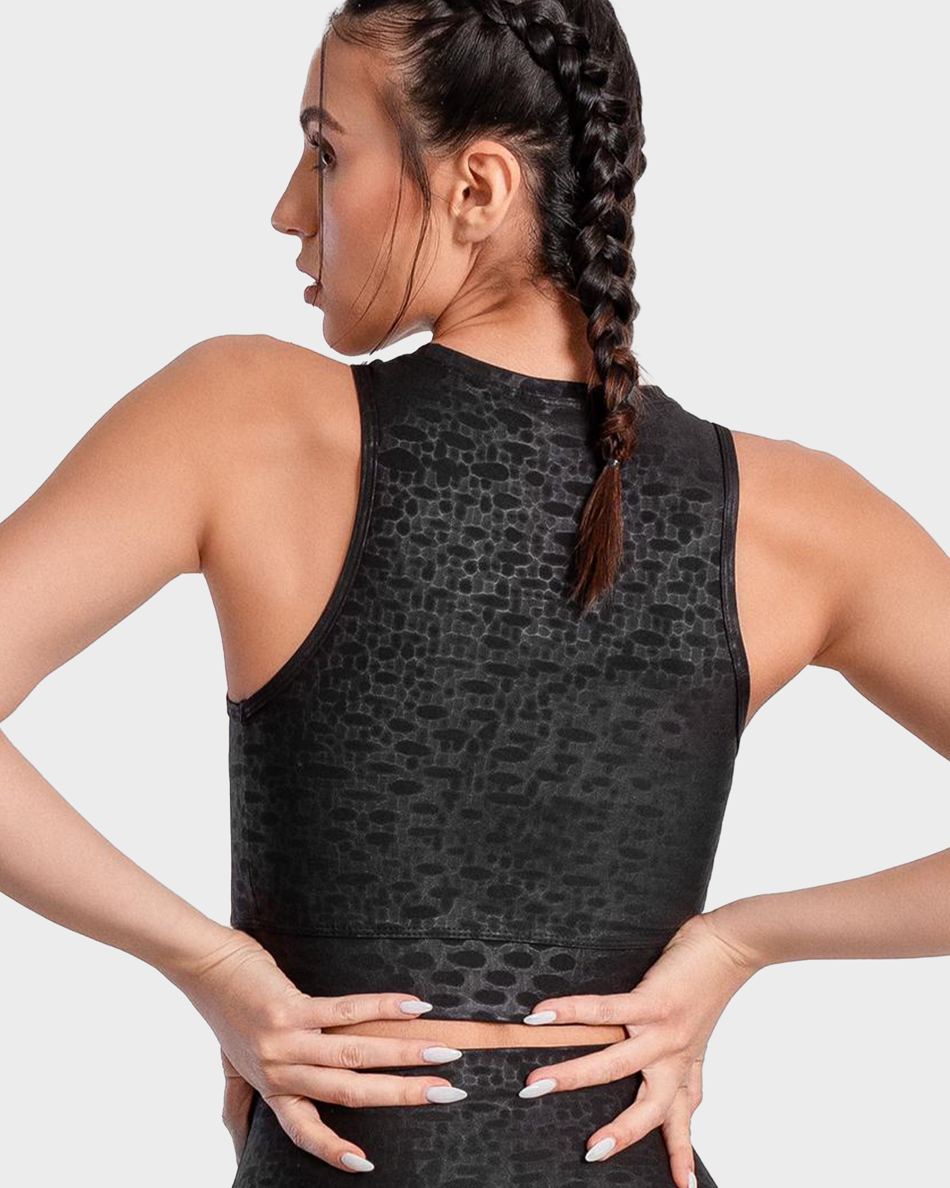 ROISE RAIN PATTERNED SPORTS BRA BLACK