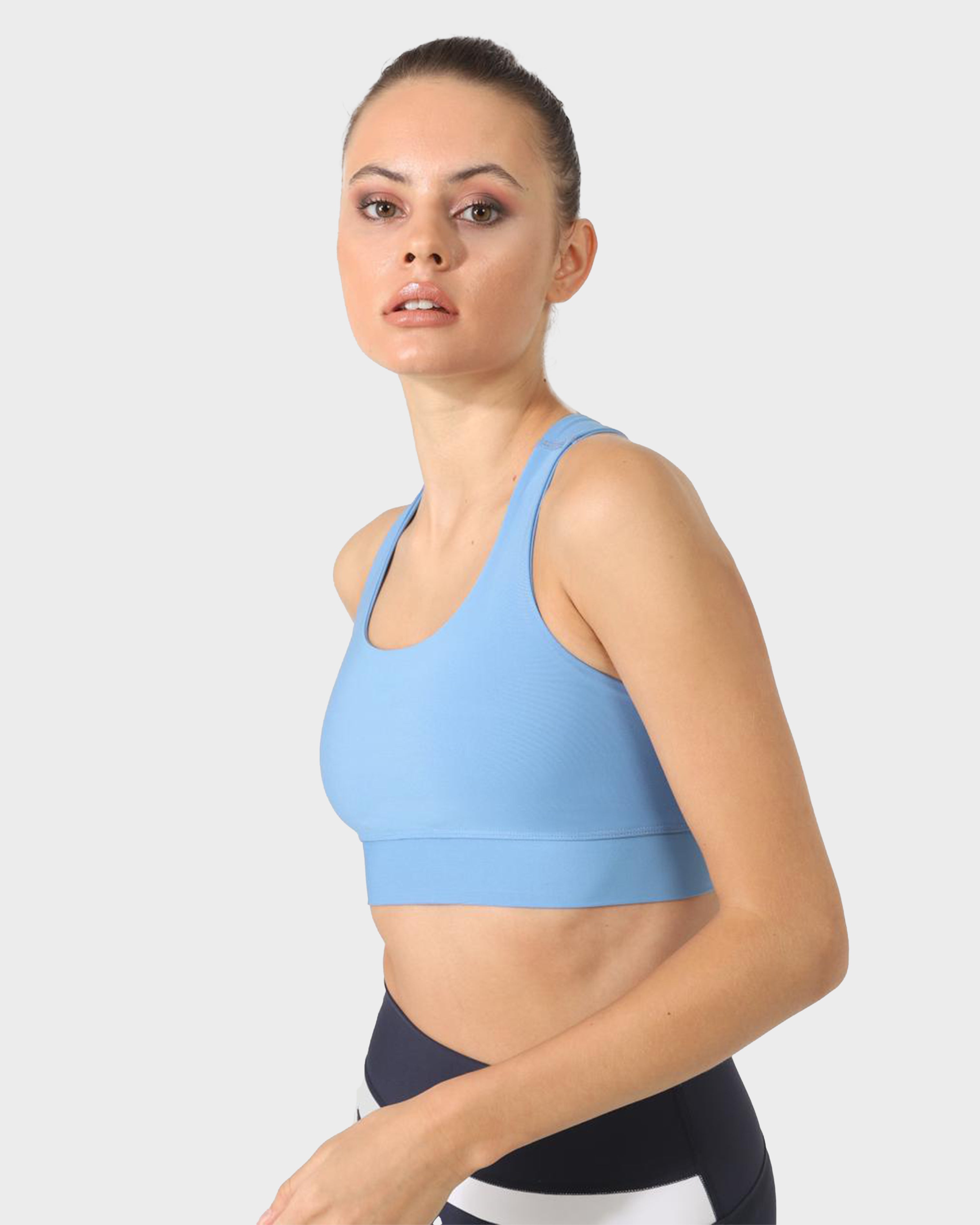 CROSS STRAP SPORTS BRA BLUE