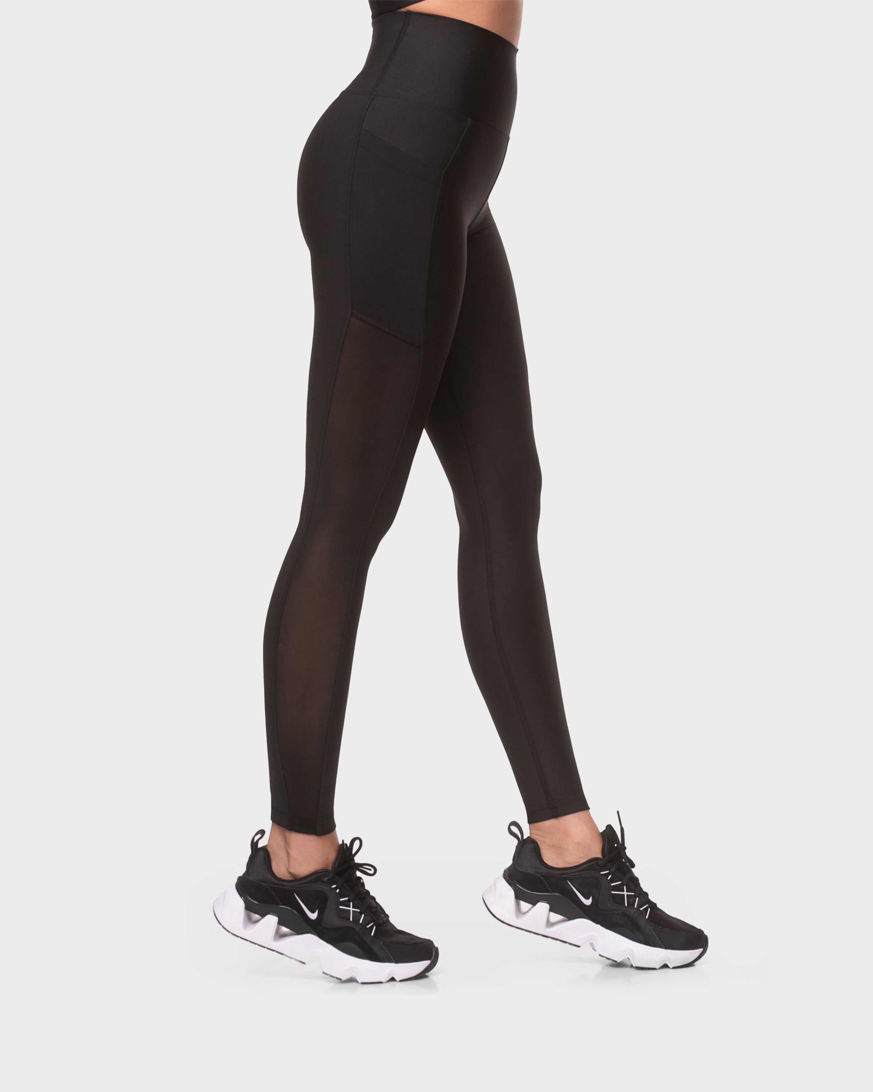 POCKET MESH DETAIL SPORTS LEGGING BLACK