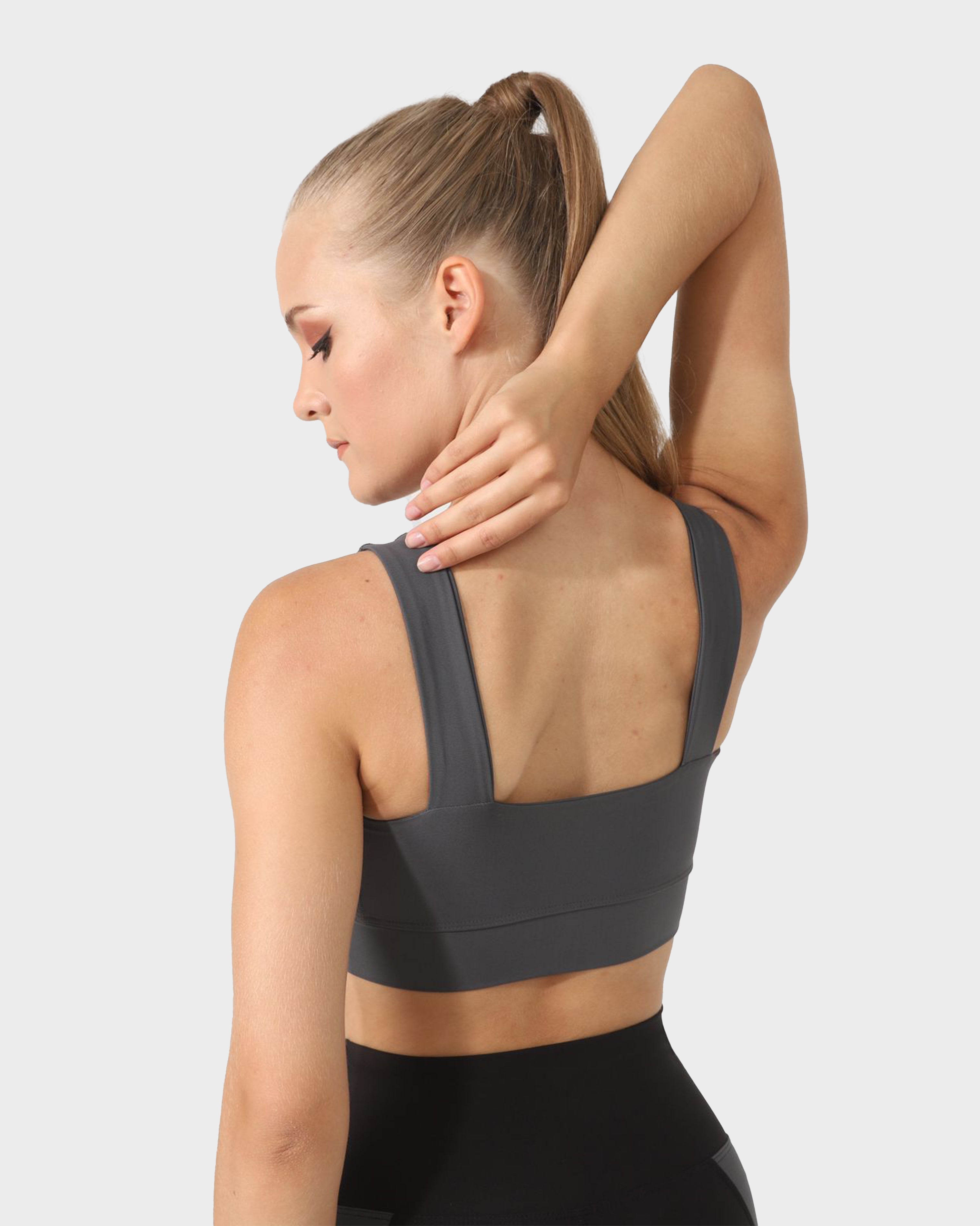 SQUARE NECK SPORTS BRA D.GREY
