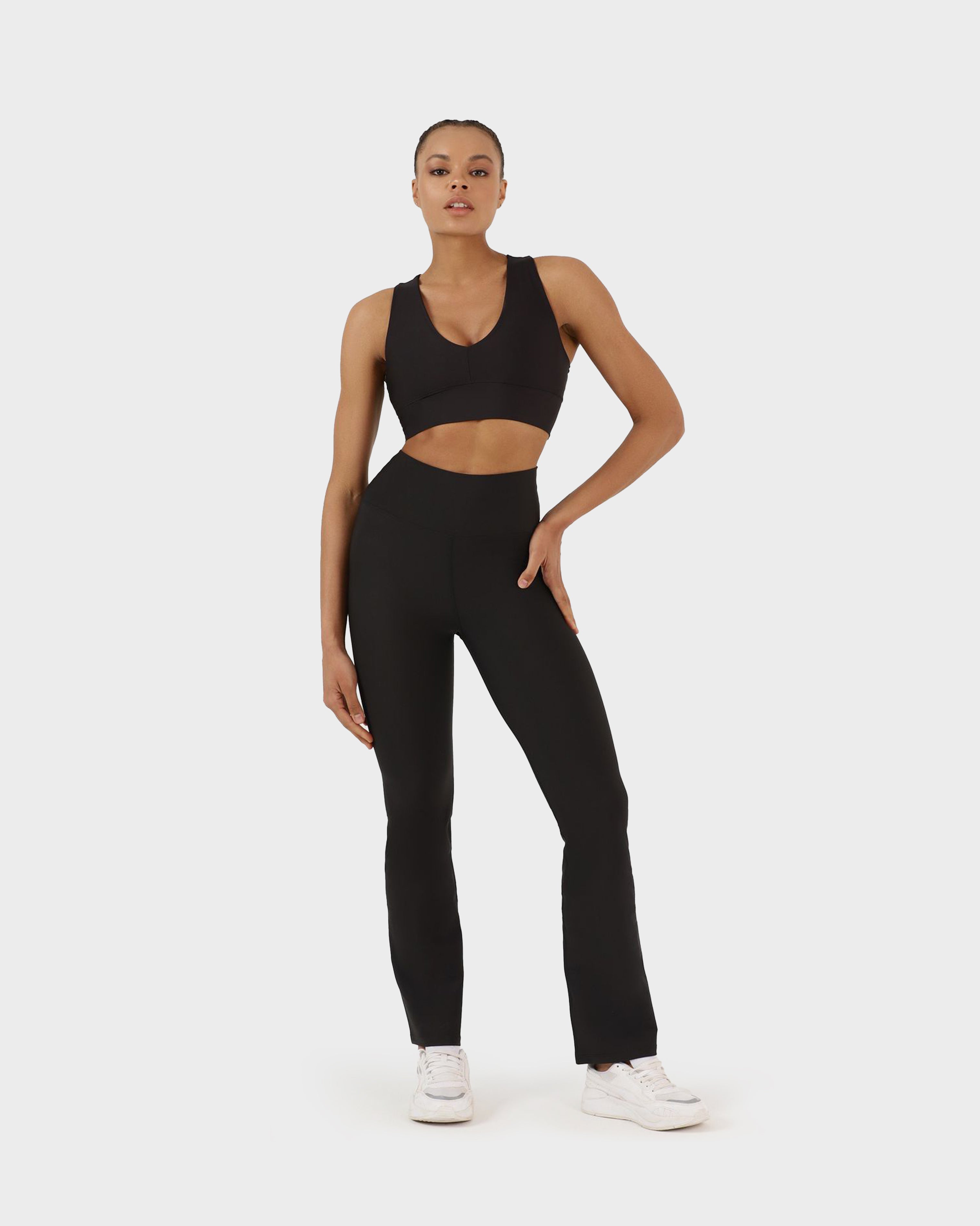 NICHOLE FLARE SPORTS TIGHTS PANTS BLACK