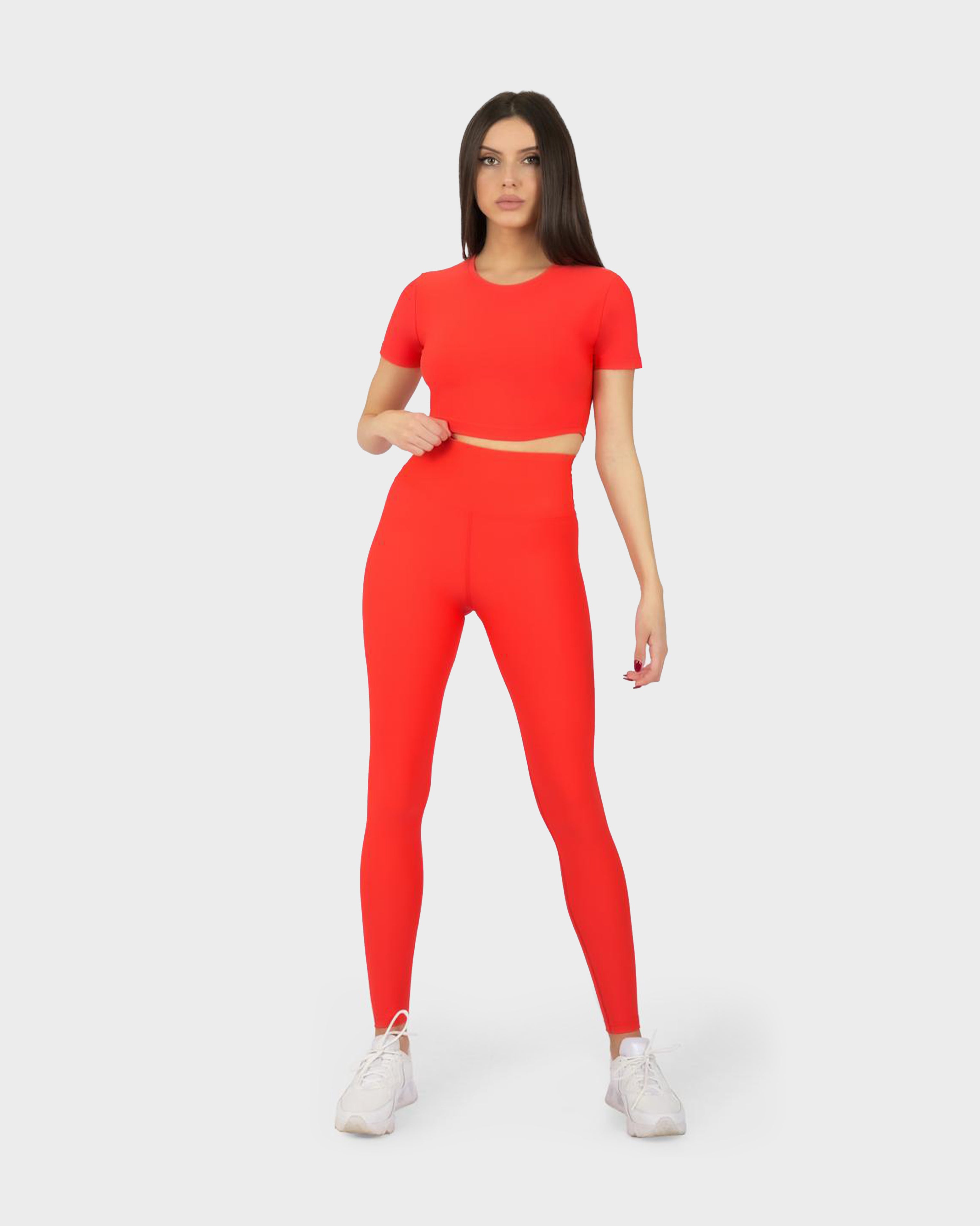 SPORTS SHORT SLEEVE CROP TOP VERMILION