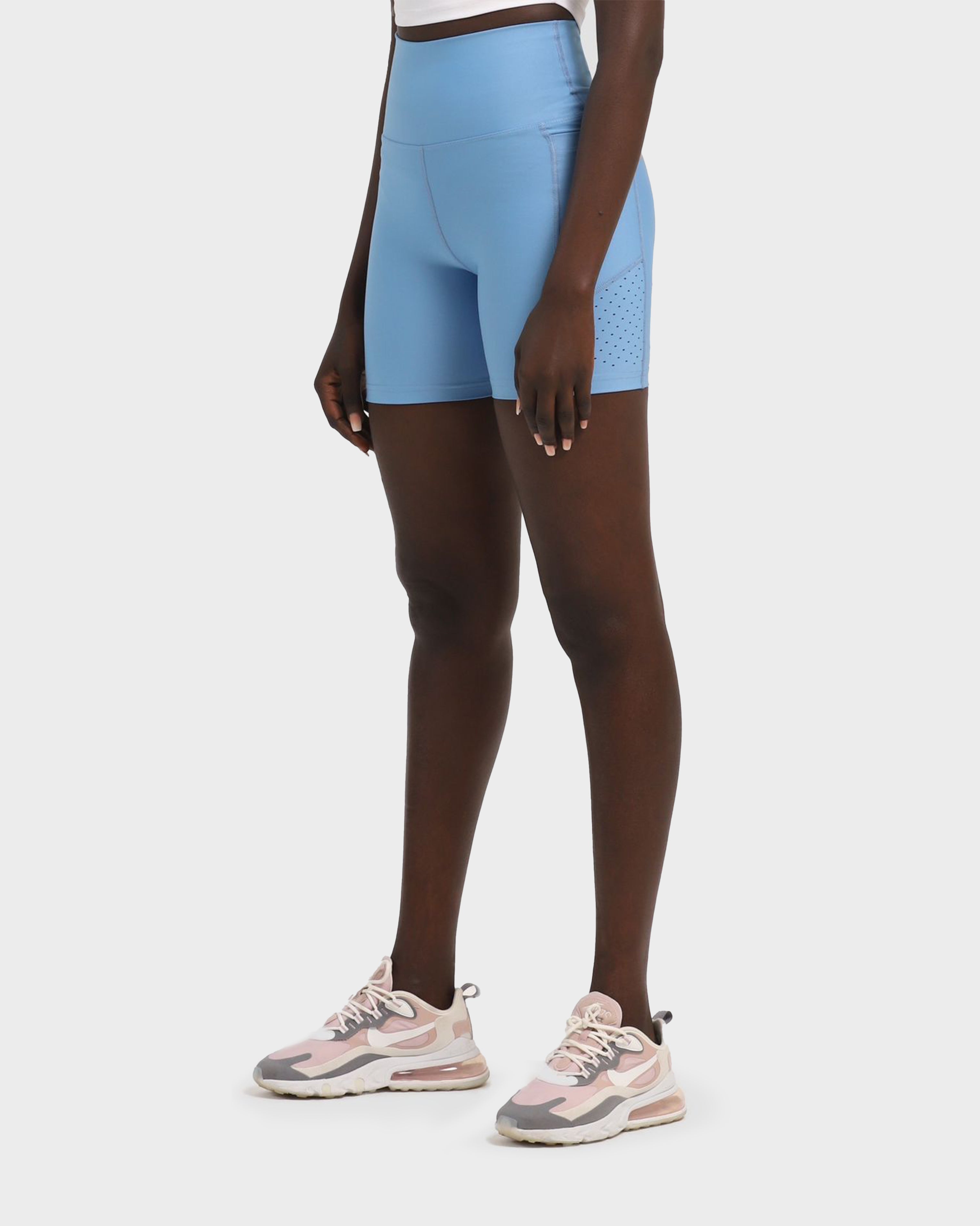 LASER-CUT POCKET SHORT TIGHTS BLUE