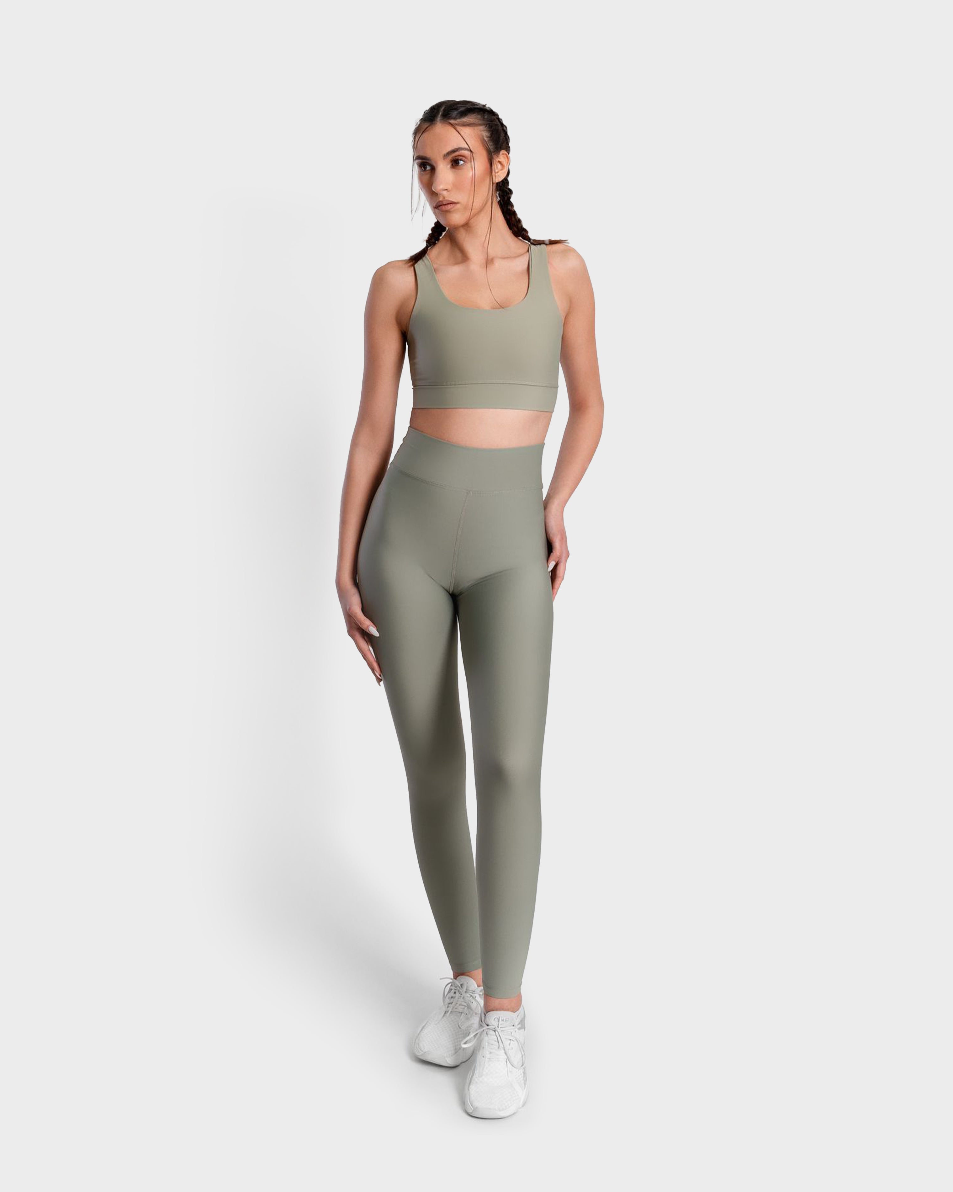 V BELT DETAIL SPORTS LEGGING GREEN