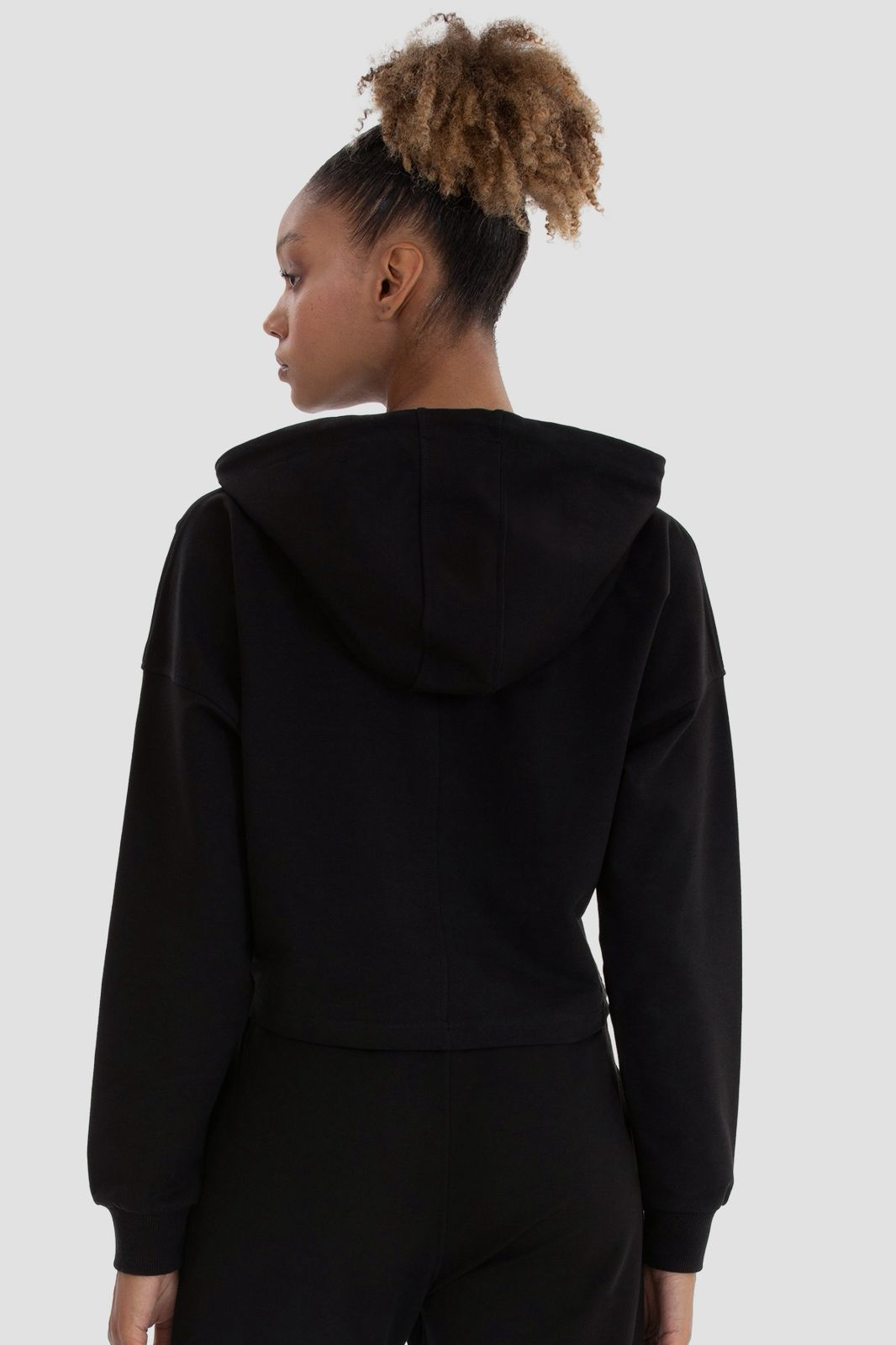 LIZA OVERSIZED SWEAT CROP HOODIE BLACK