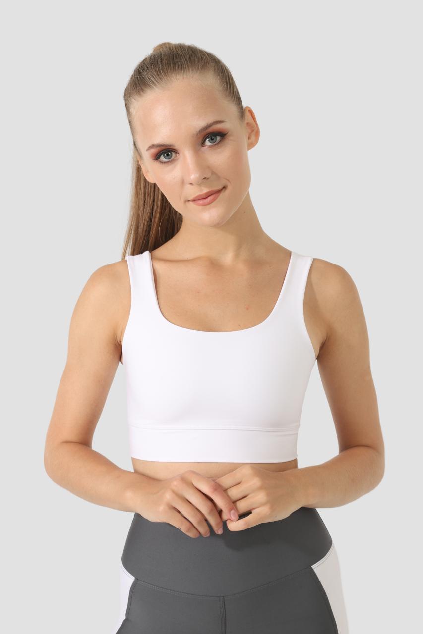 SQUARE NECK SPORTS BRA WHITE