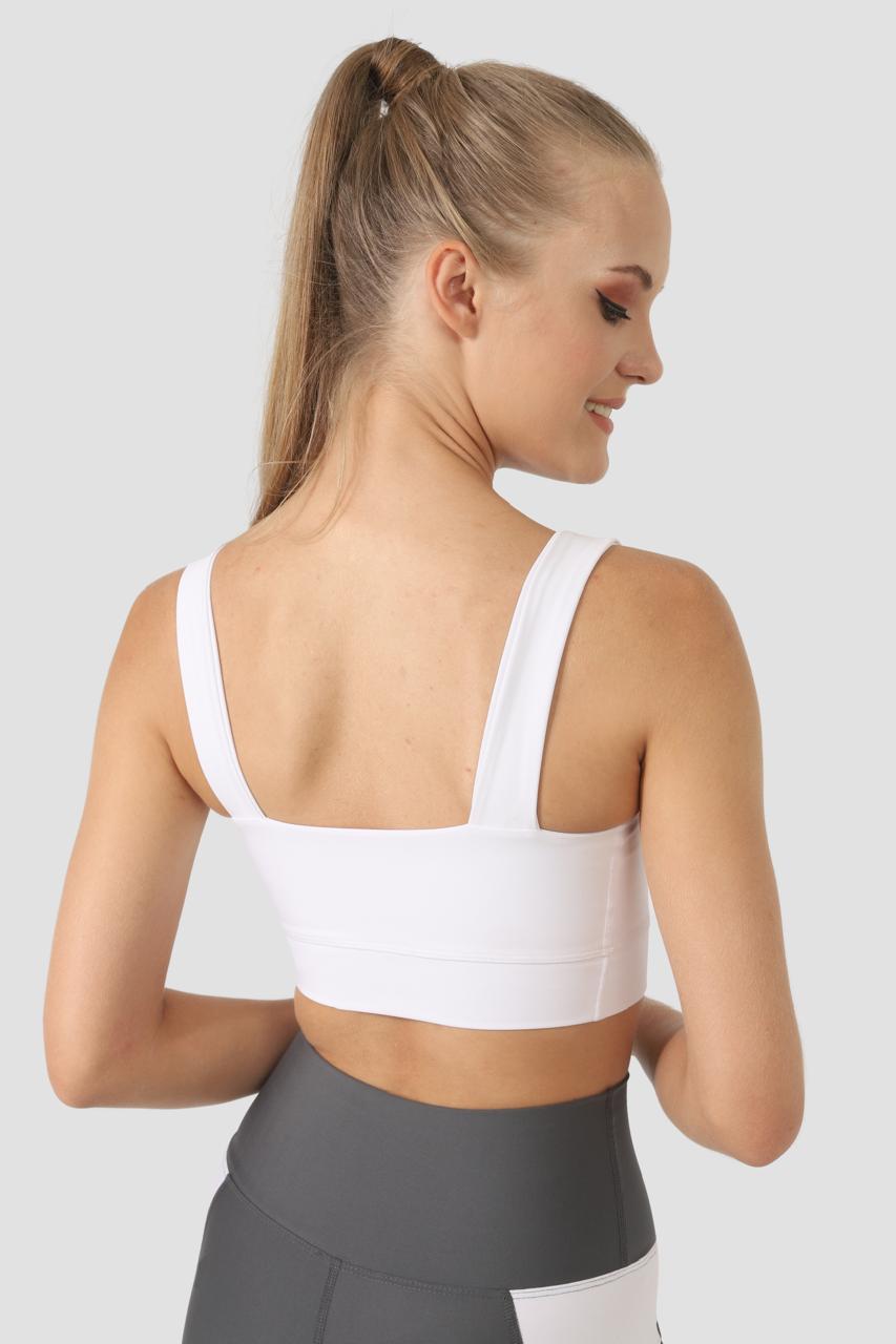SQUARE NECK SPORTS BRA WHITE