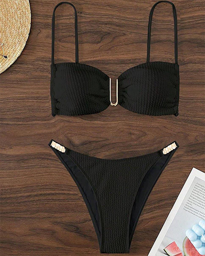GOLD TRIM BLACK BIKINI