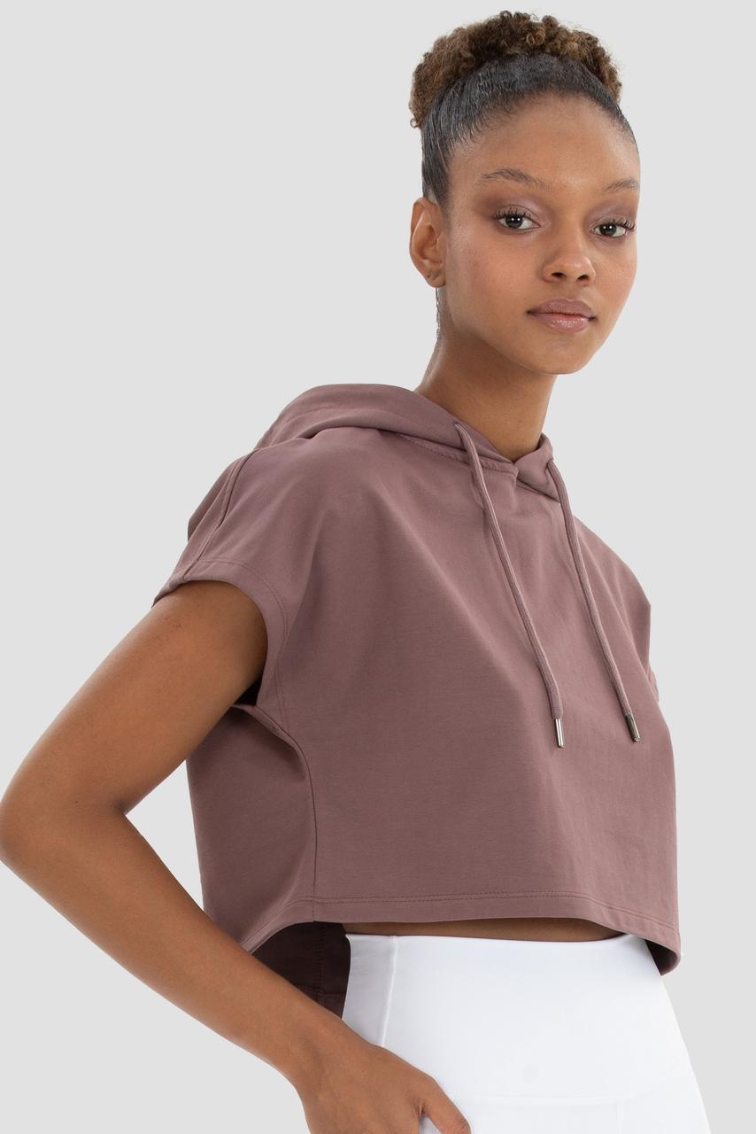 ALICE SLEEVELES CROP HOODIE ICE DARK ROSE
