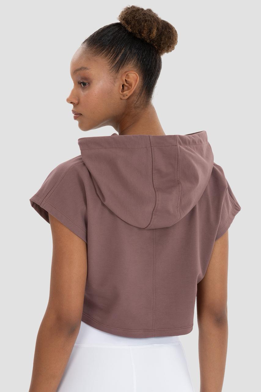 ALICE SLEEVELES CROP HOODIE ICE DARK ROSE